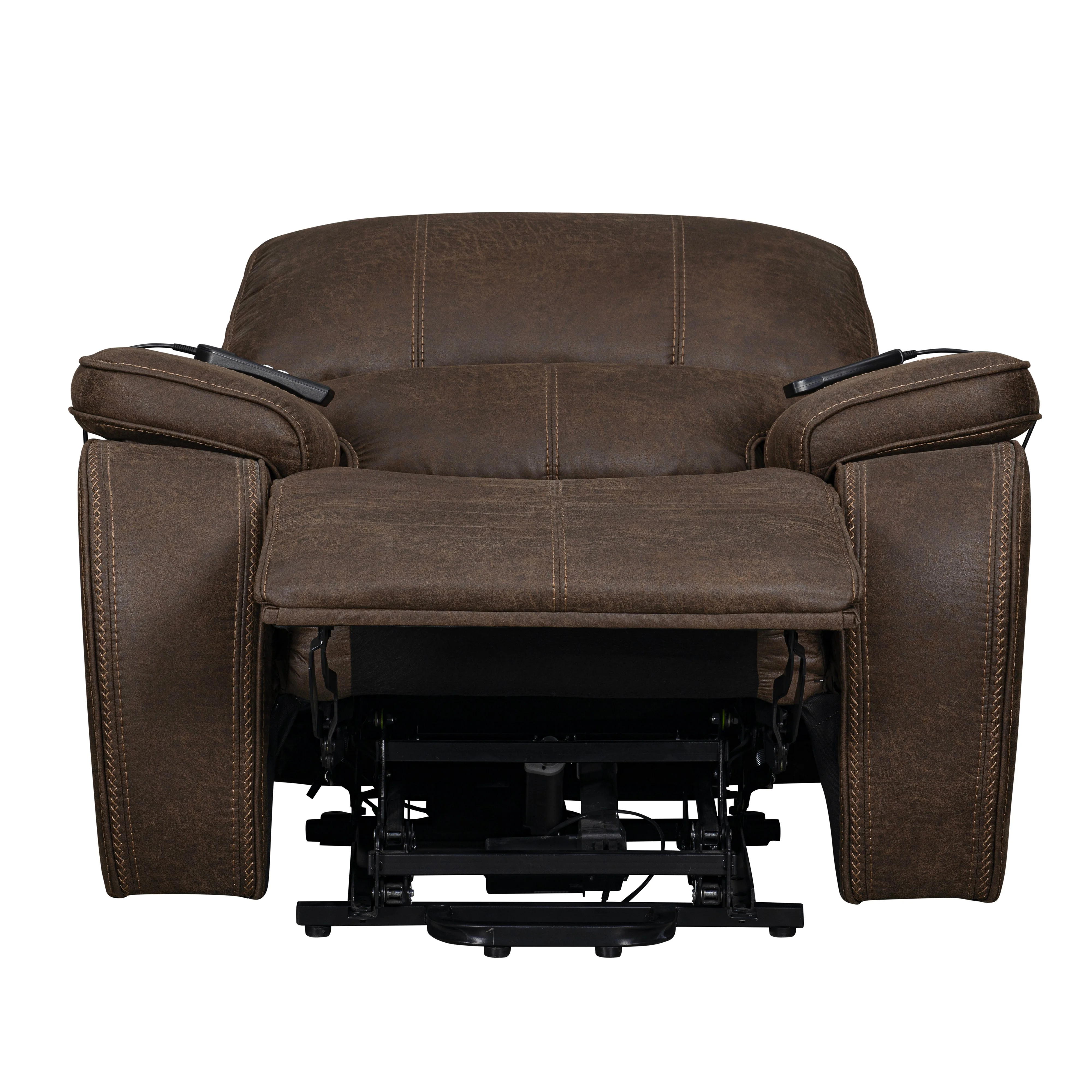 Brookings Power Lift Recliner W/ Heat & Massage-Brown - Image 4