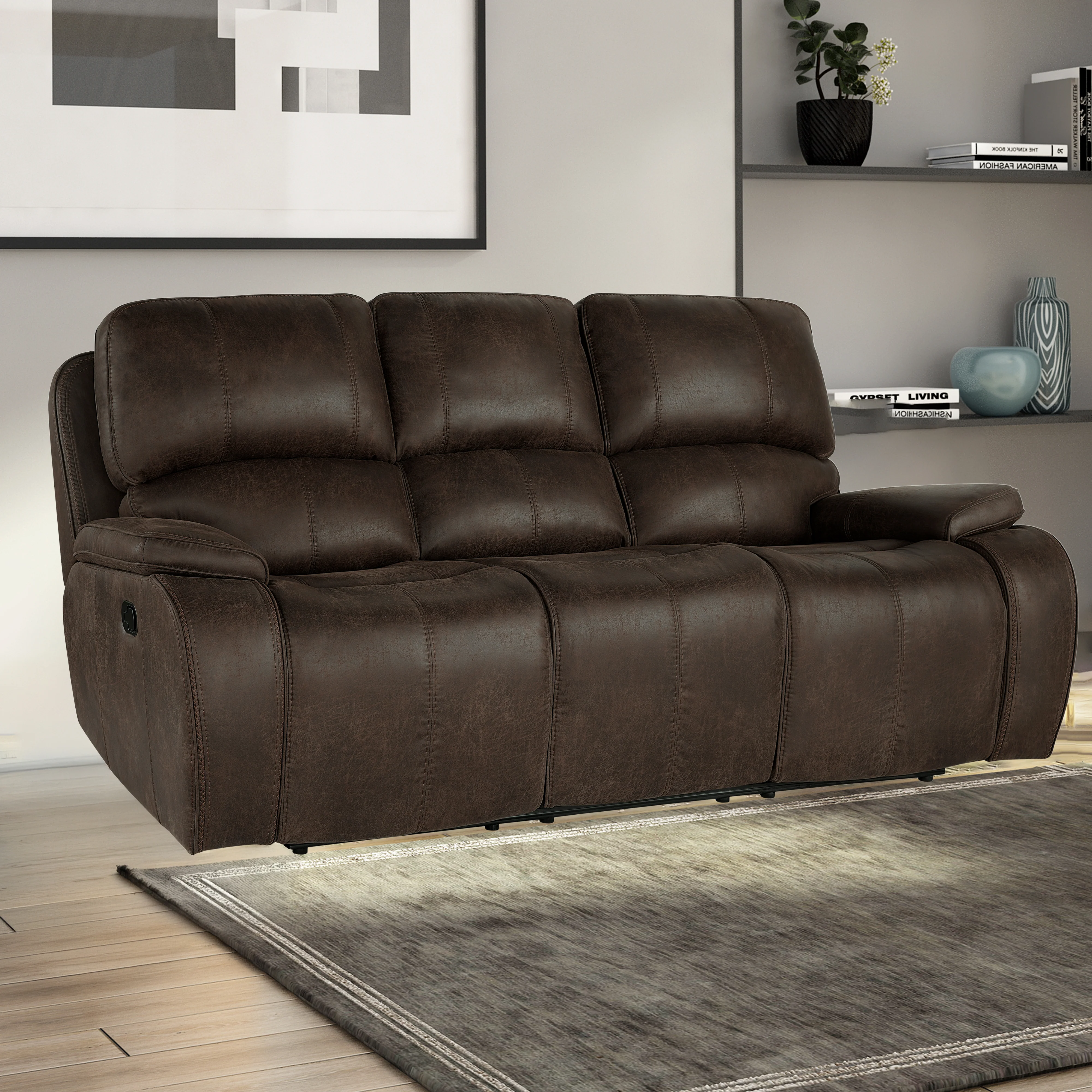 Brookings Sofa W/Dual Recliner-Brown - Image 7
