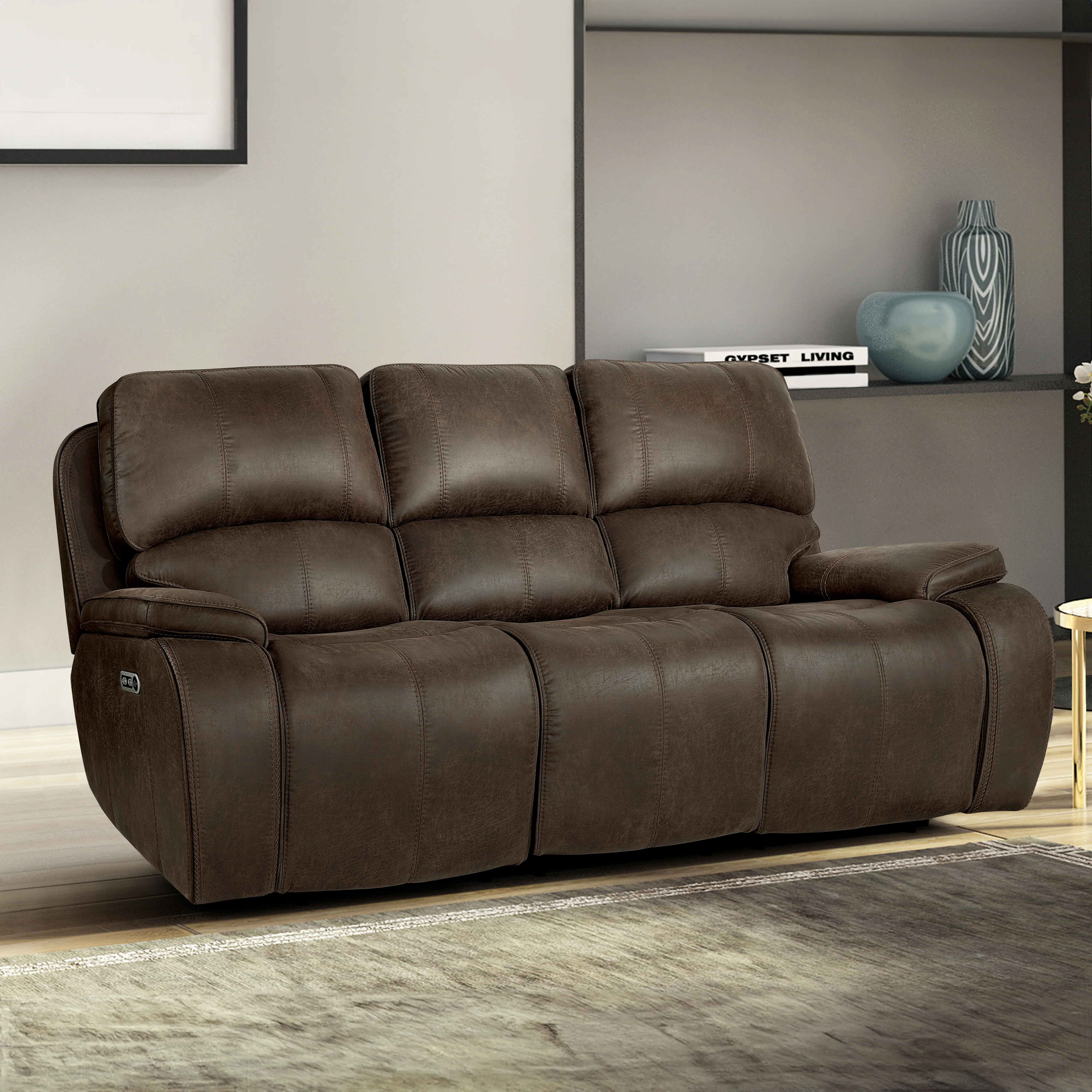 Brookings Sofa W/Pwr Hr & Fr-Brown - Image 8
