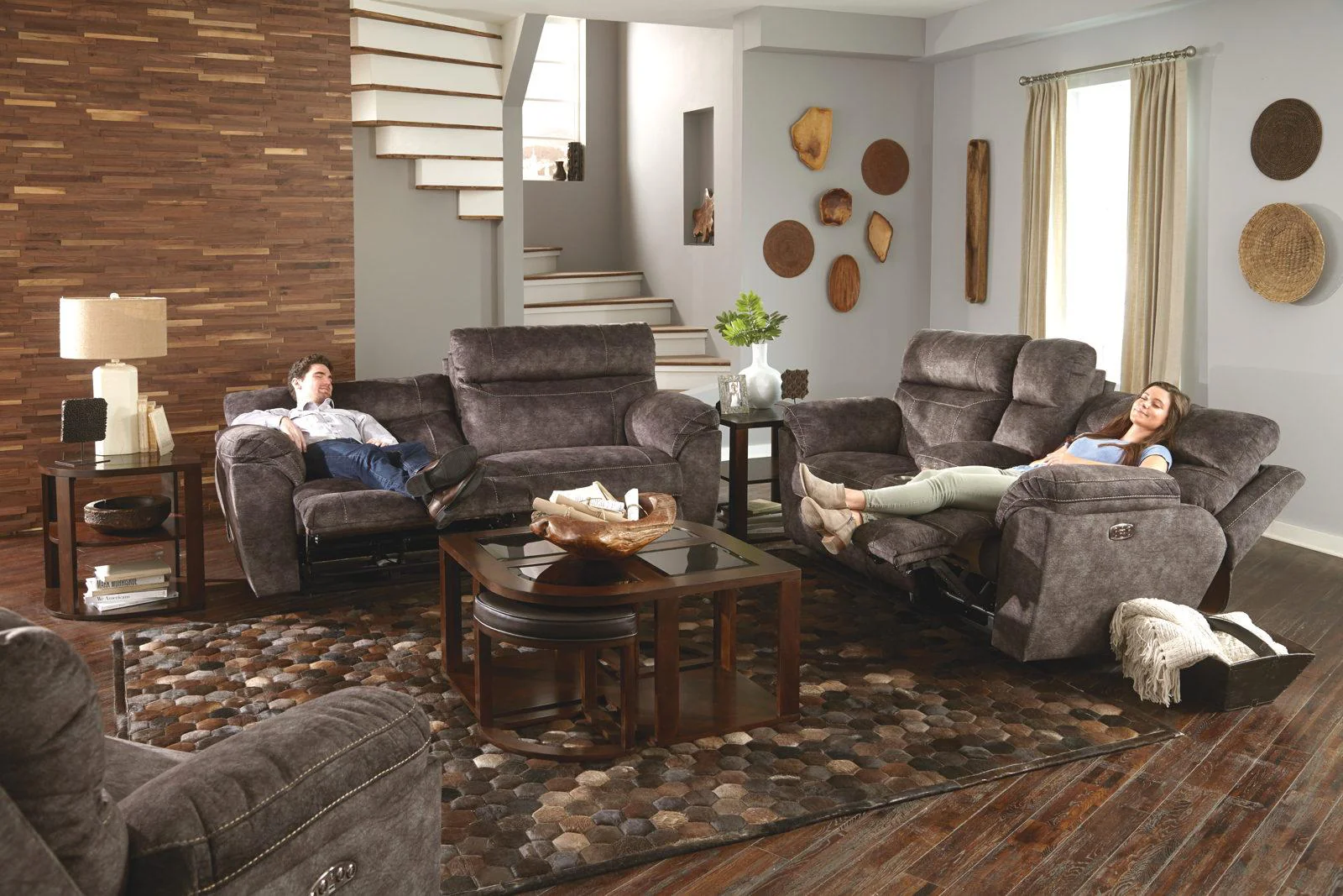 Catnapper Sedona Power Headrest w/Lumbar Lay Flat Reclining Sofa in Smoke 762221 - Image 5