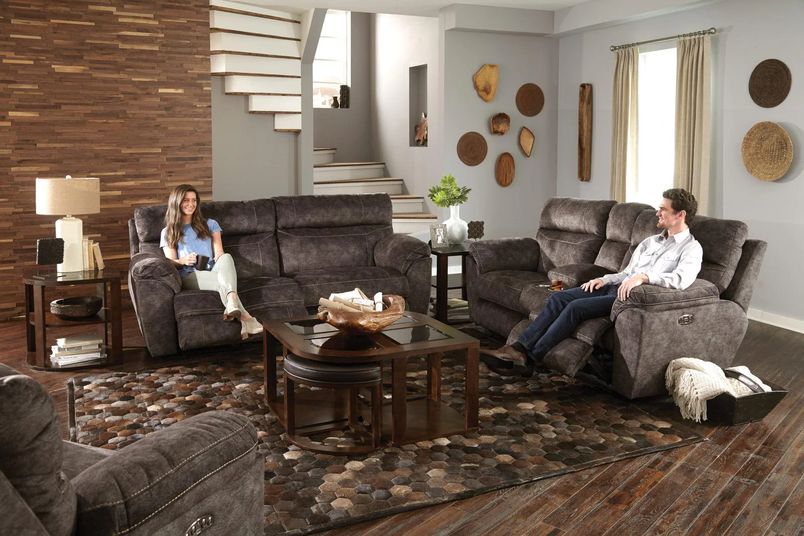 Catnapper Sedona Pwr Hdrst w/Lumbar Lay Flt Rcl Cnsl Loveseat w/Stg & Cphldrs in Smoke 762229 - Image 3