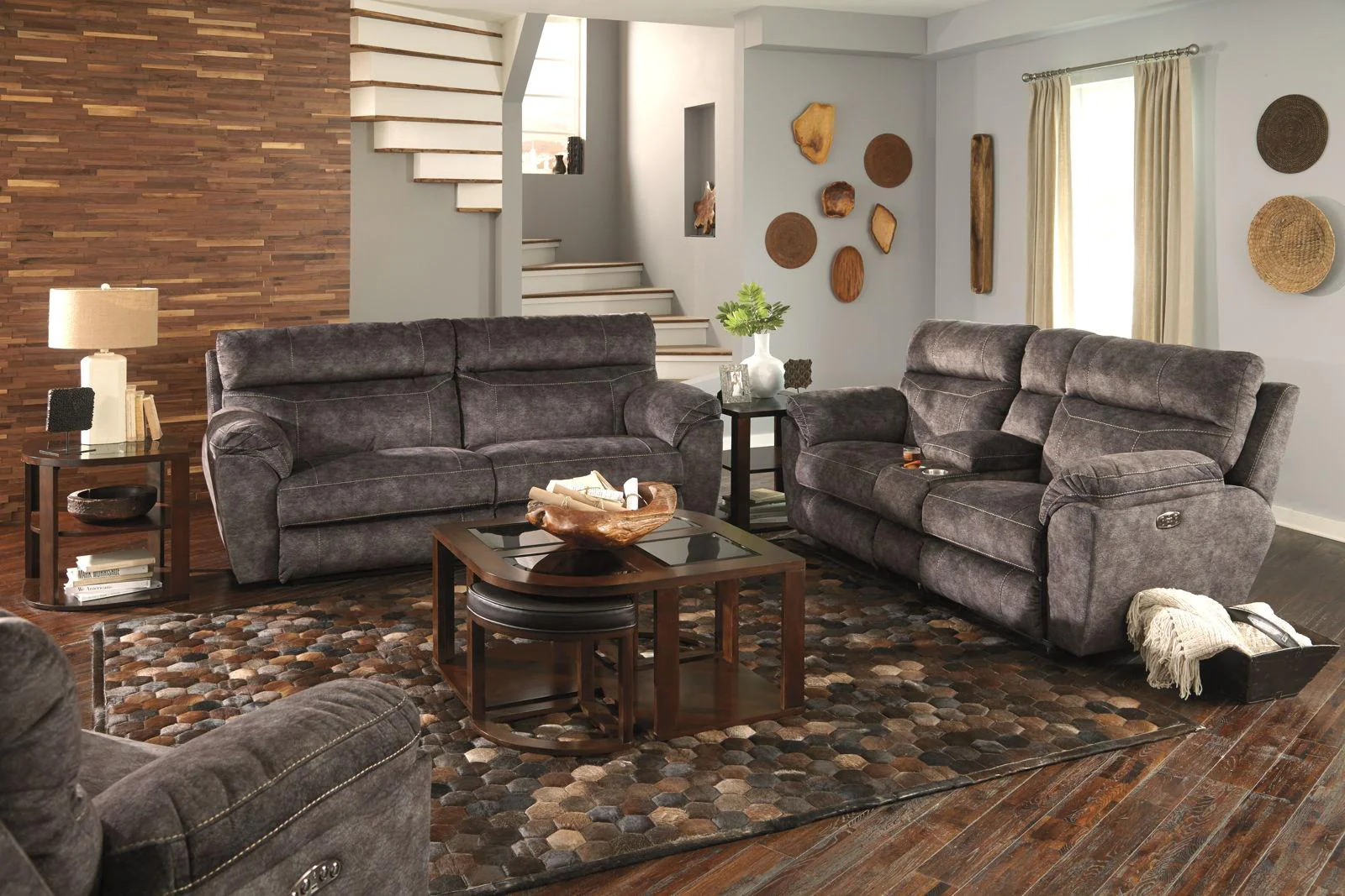 Catnapper Sedona Pwr Hdrst w/Lumbar Lay Flt Rcl Cnsl Loveseat w/Stg & Cphldrs in Smoke 762229 - Image 4