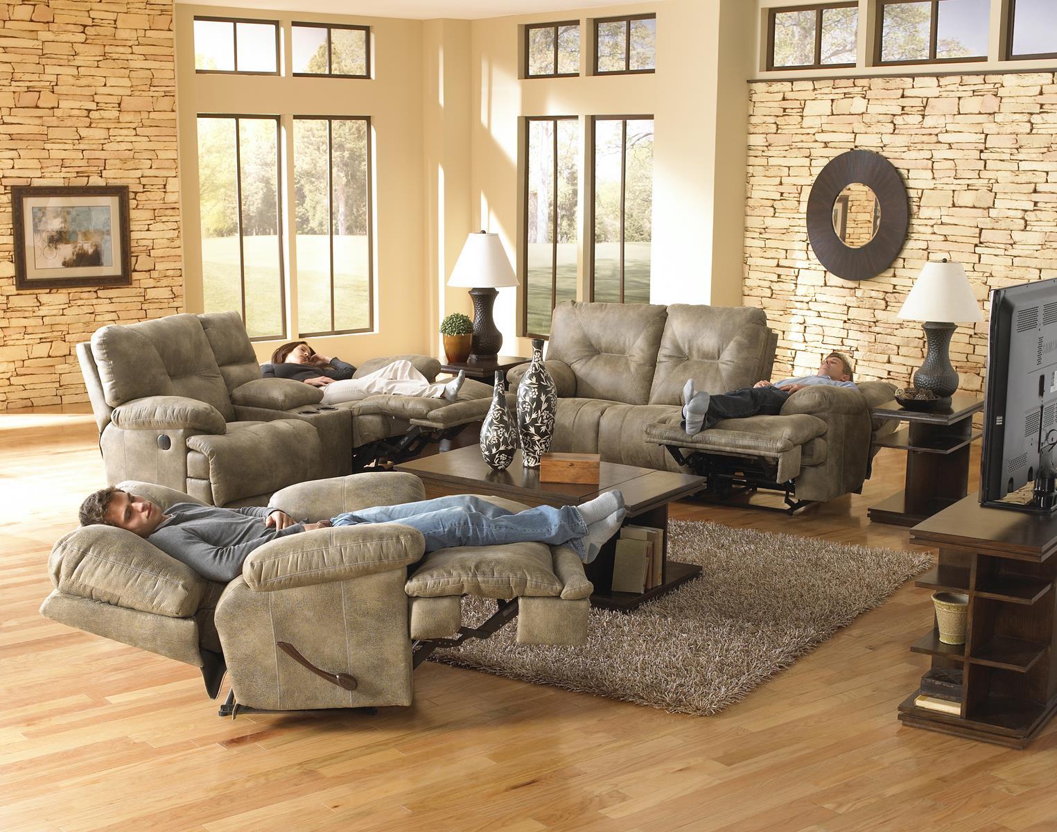 Catnapper Voyager Lay Flat Reclining Sofa with Drop Down Table in Brandy - Image 5