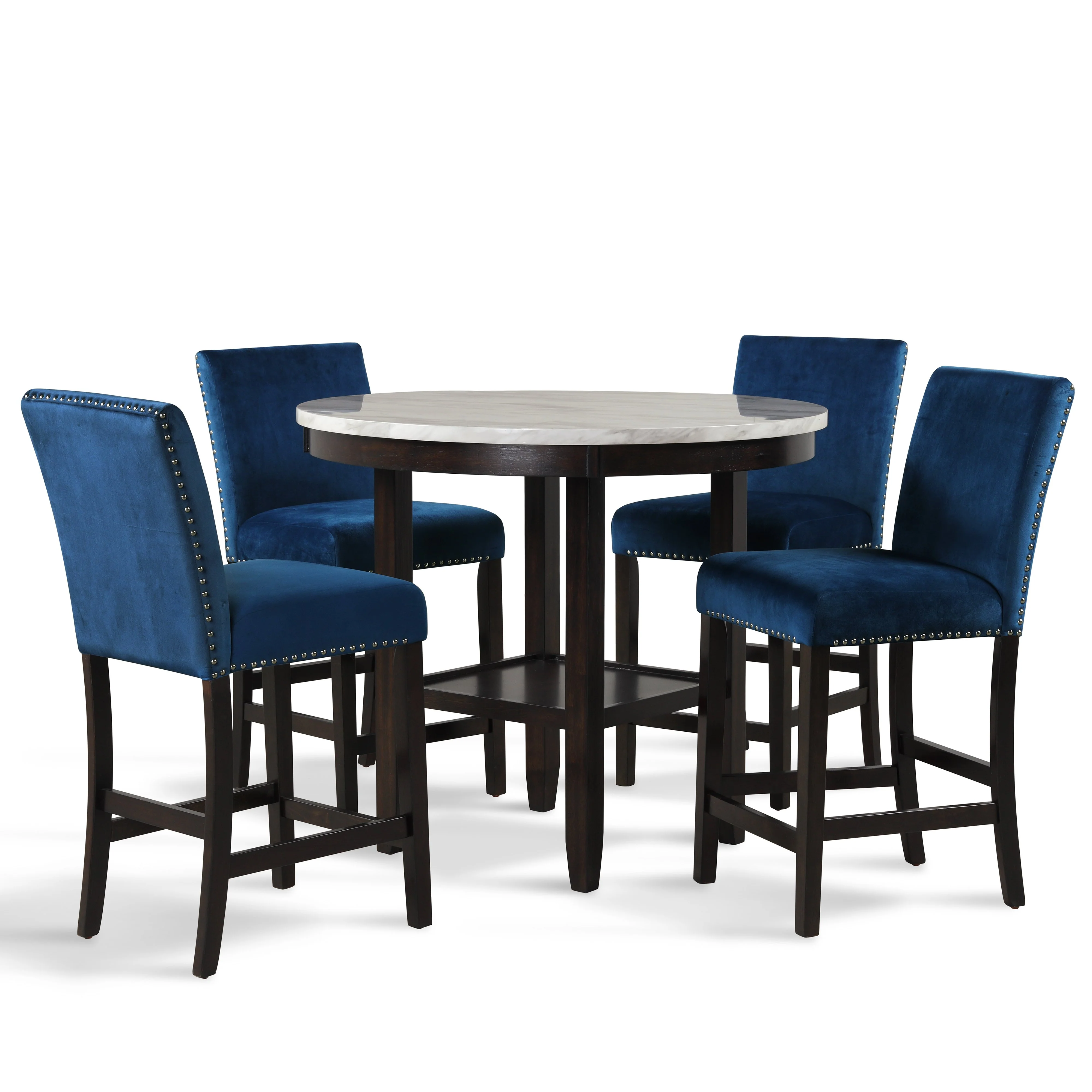 Celeste 42" Round Counter Table-Espresso/Faux Marble - Image 6