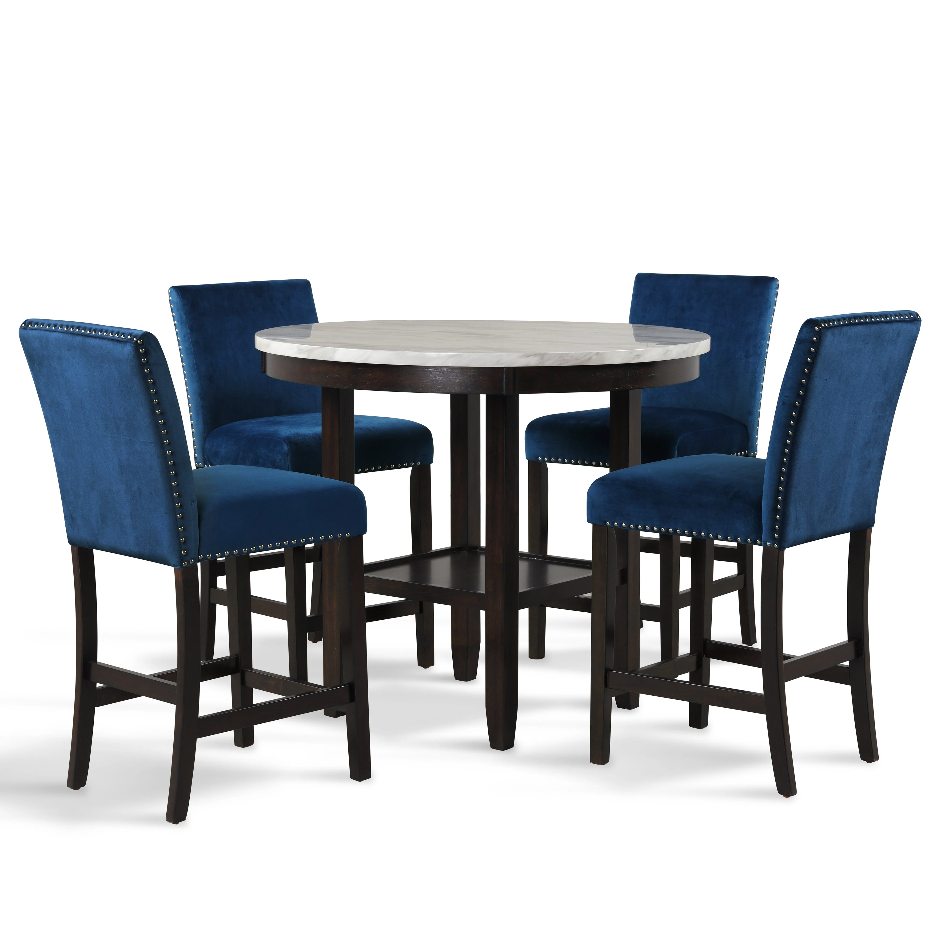 Celeste 42" Round Counter Table-Espresso/Faux Marble - Image 7