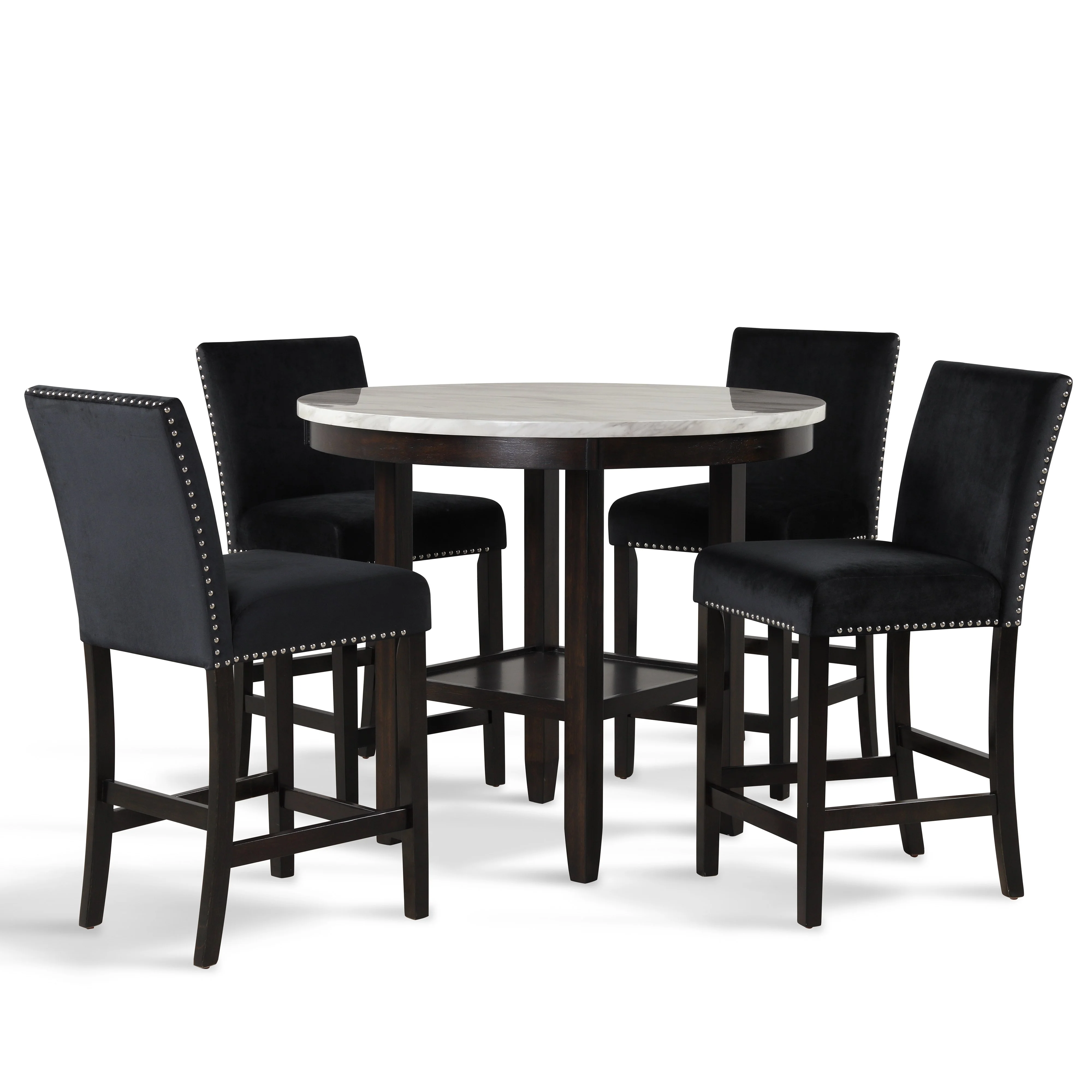 Celeste 42" Round Counter Table-Espresso/Faux Marble - Image 8