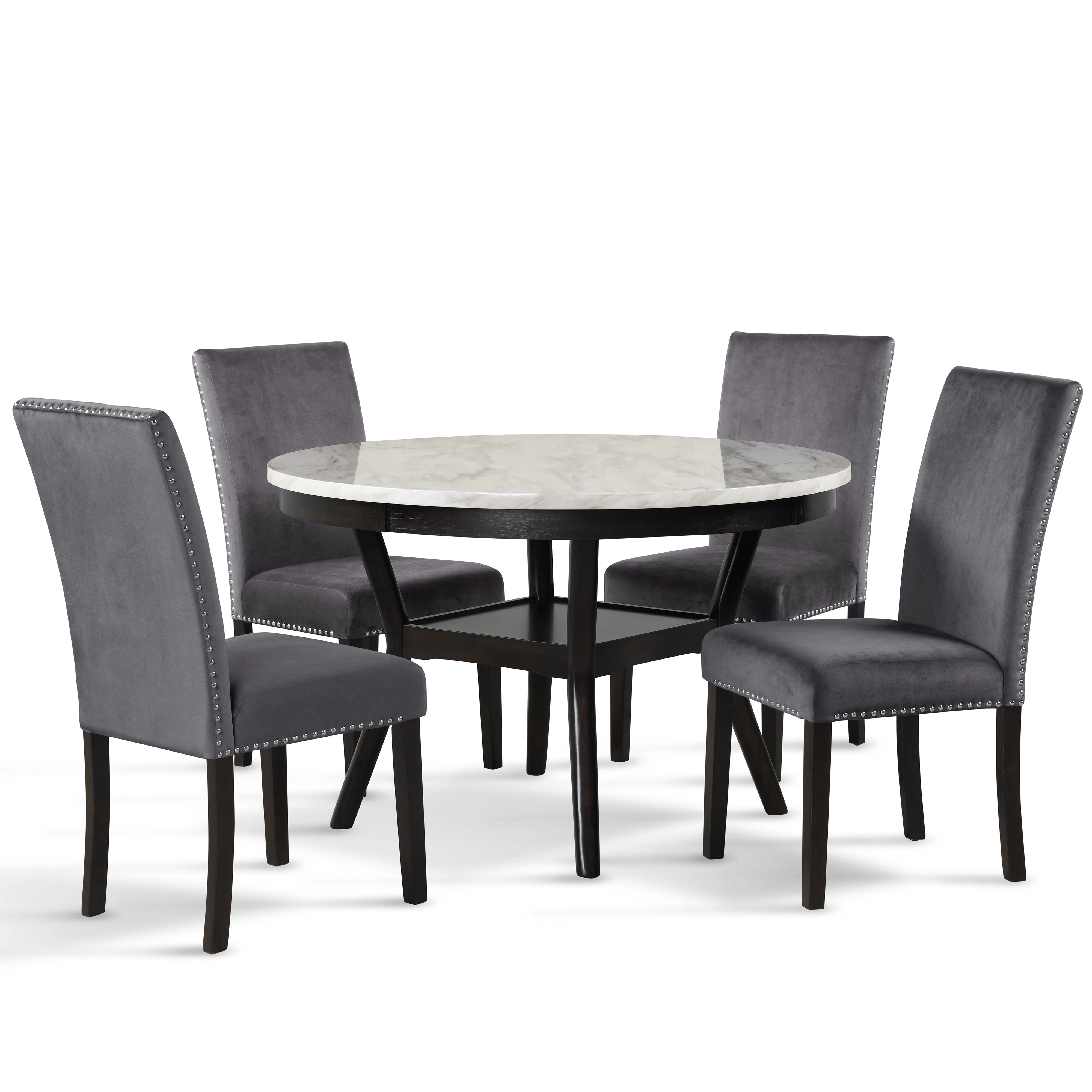 Celeste 48" Round Dining Table-Espresso/Faux Marble - Image 4