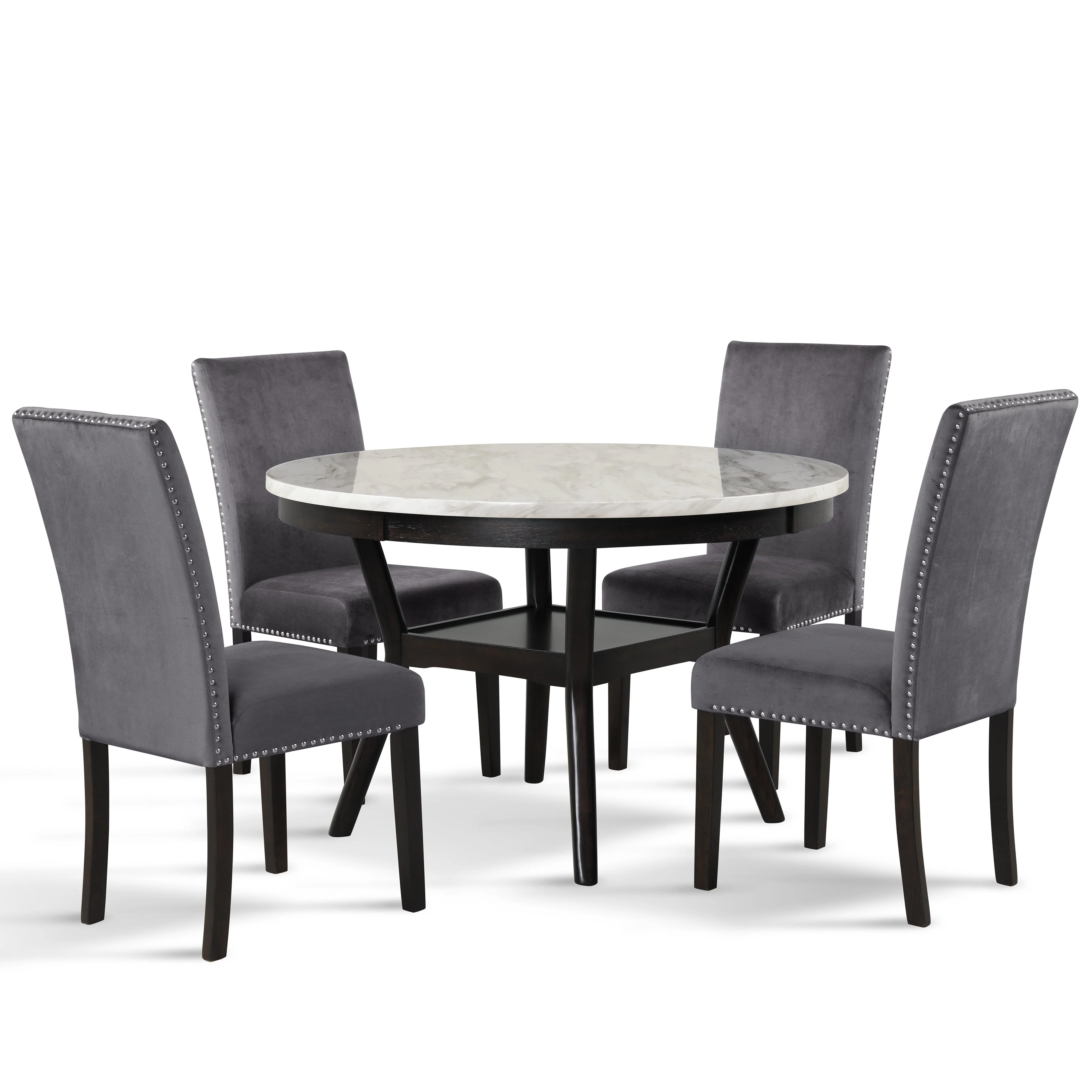 Celeste 48" Round Dining Table-Espresso/Faux Marble - Image 5