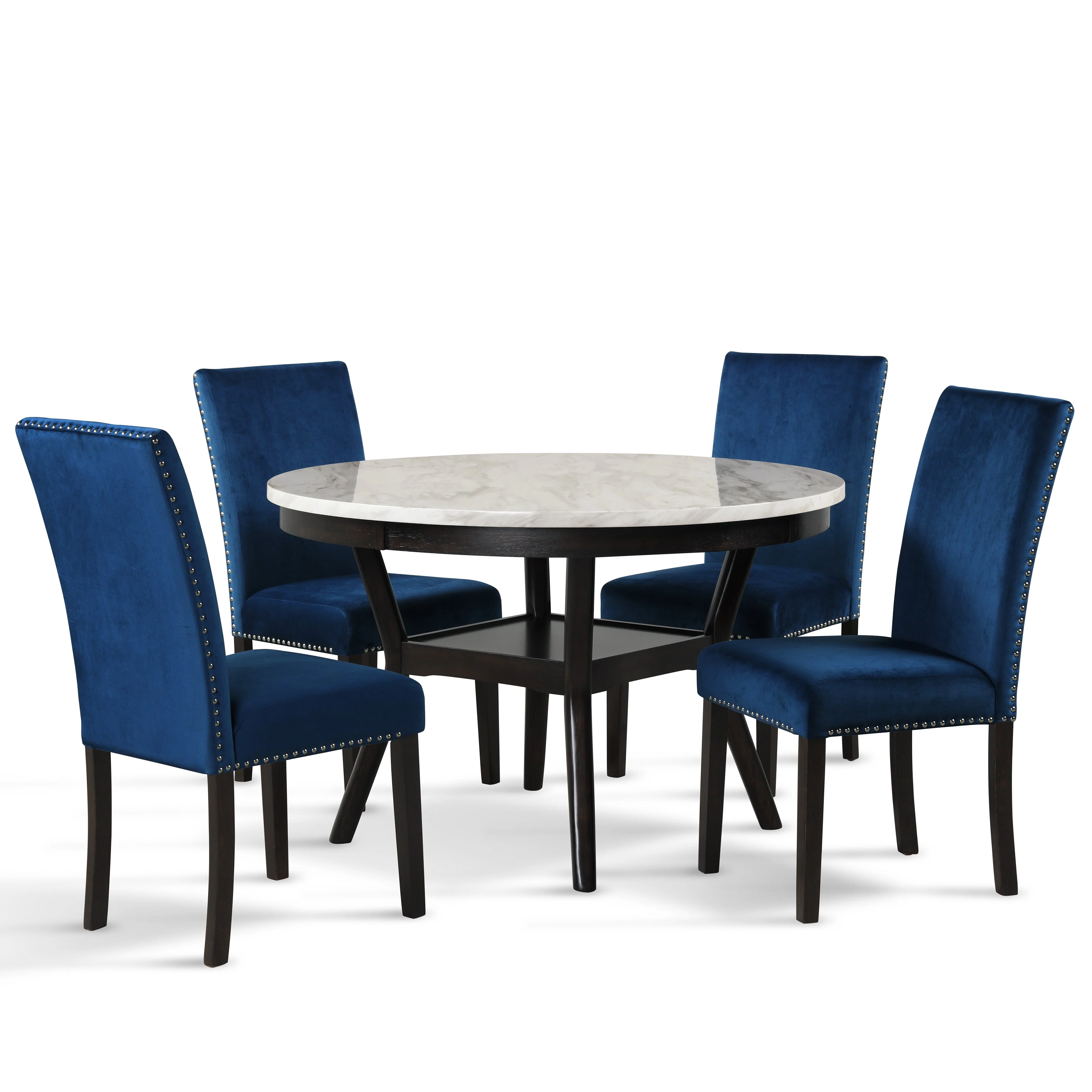 Celeste 48" Round Dining Table-Espresso/Faux Marble - Image 6