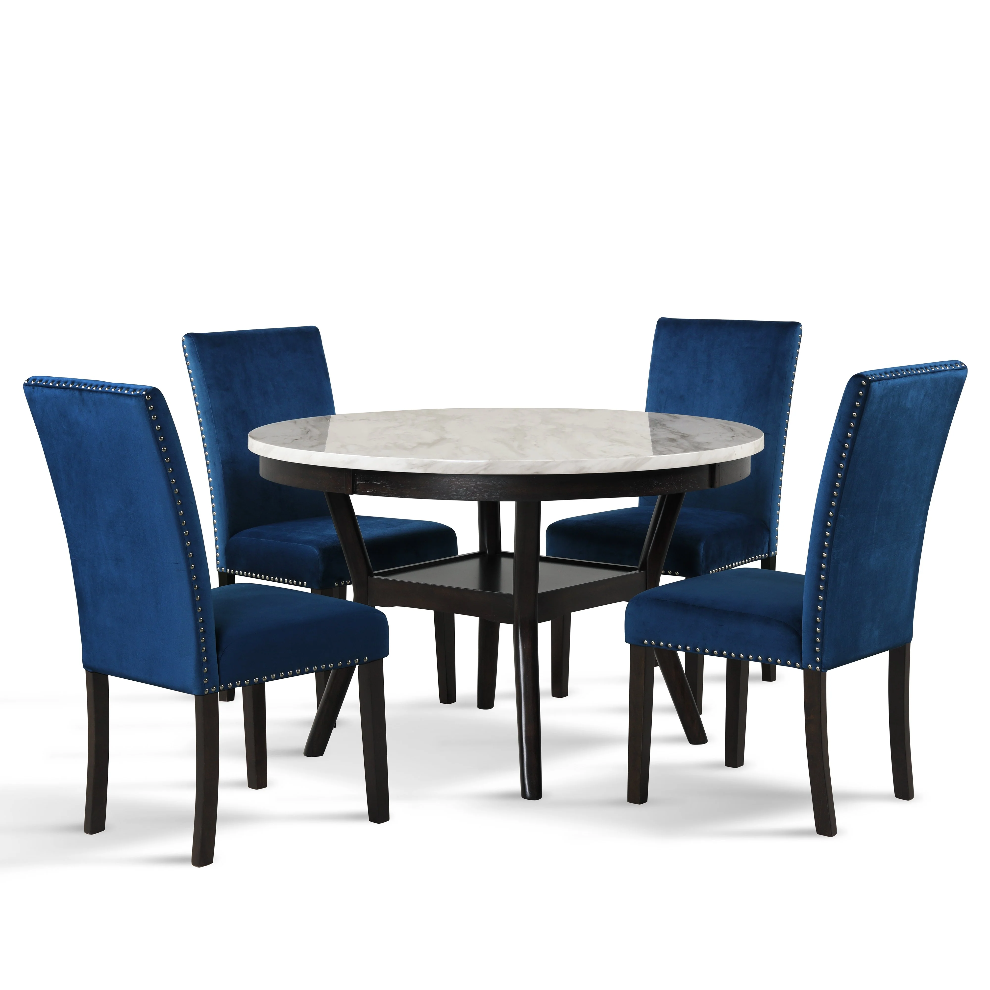 Celeste 48" Round Dining Table-Espresso/Faux Marble - Image 7