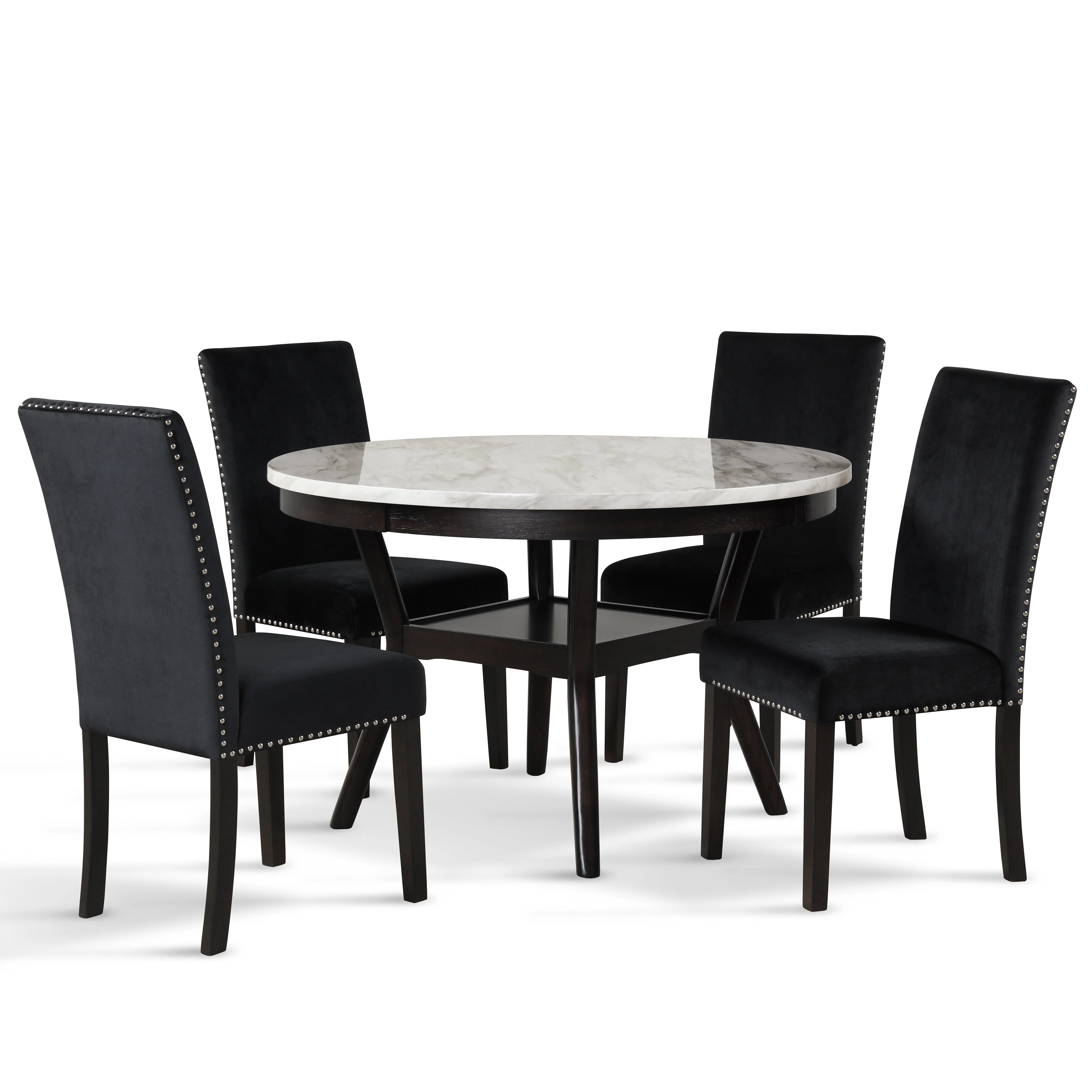 Celeste 48" Round Dining Table-Espresso/Faux Marble - Image 8