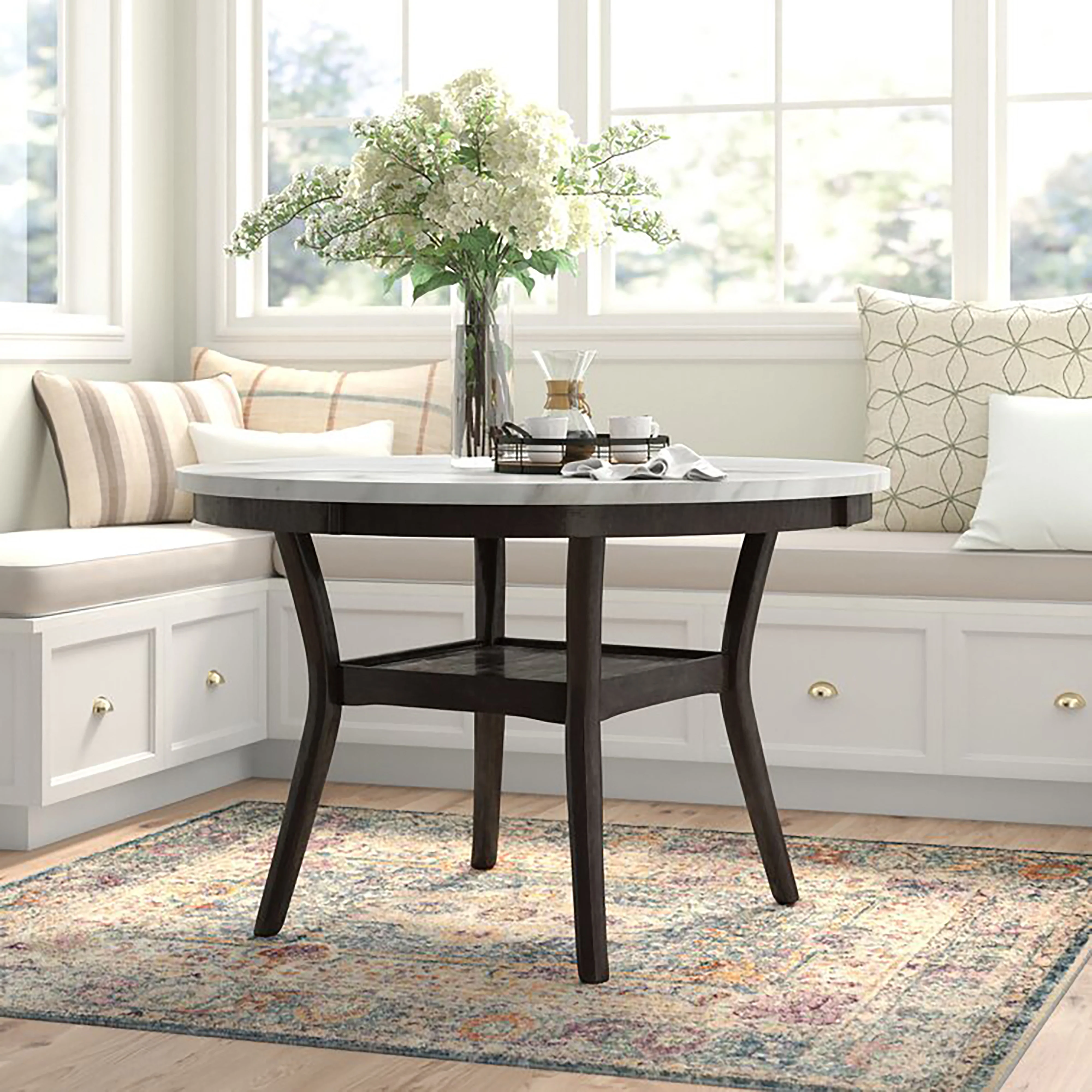Celeste 48" Round Dining Table-Espresso/Faux Marble - Image 9
