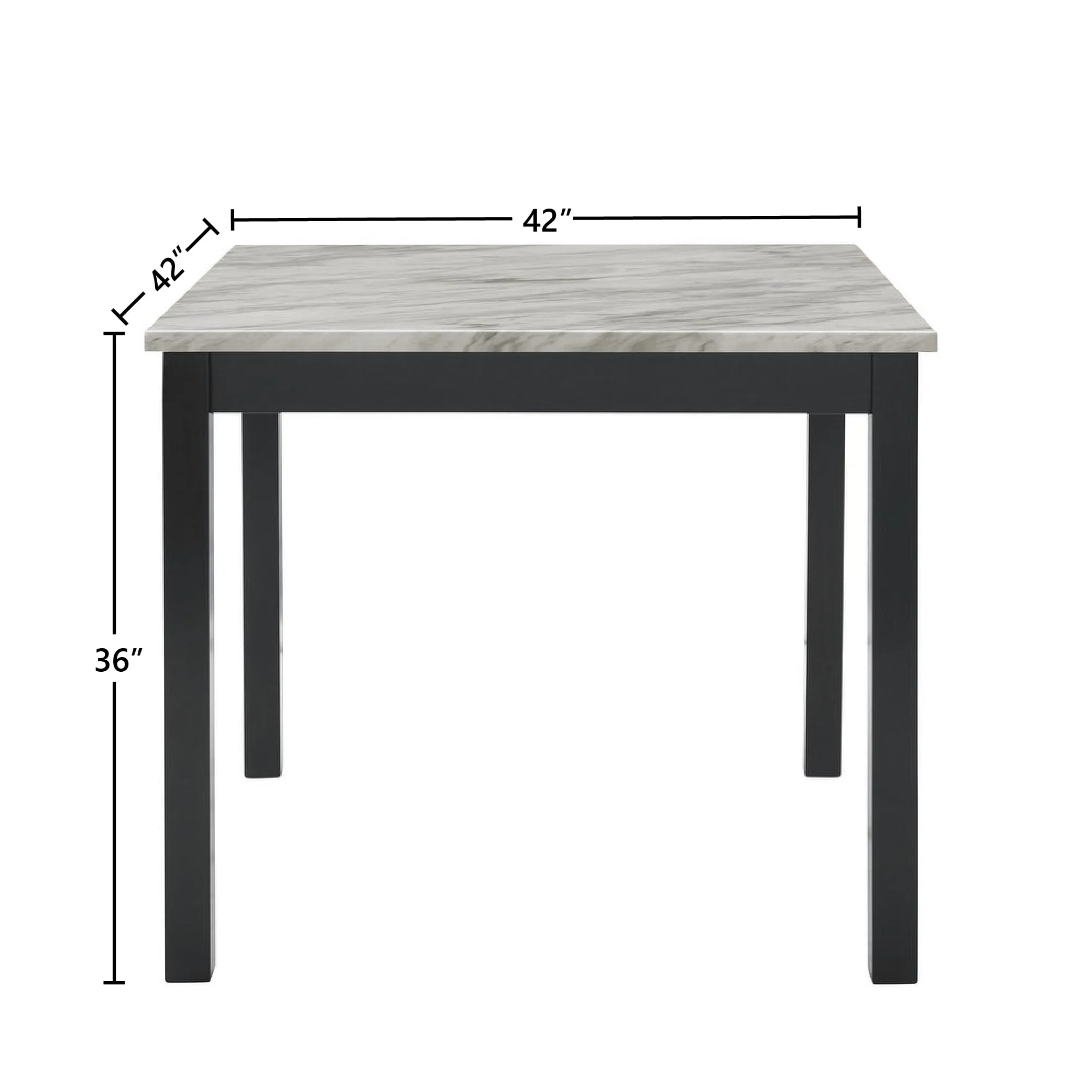 Celeste 5Pc 42" Marble Finish Counter Table & 4 Chairs-Black - Image 6