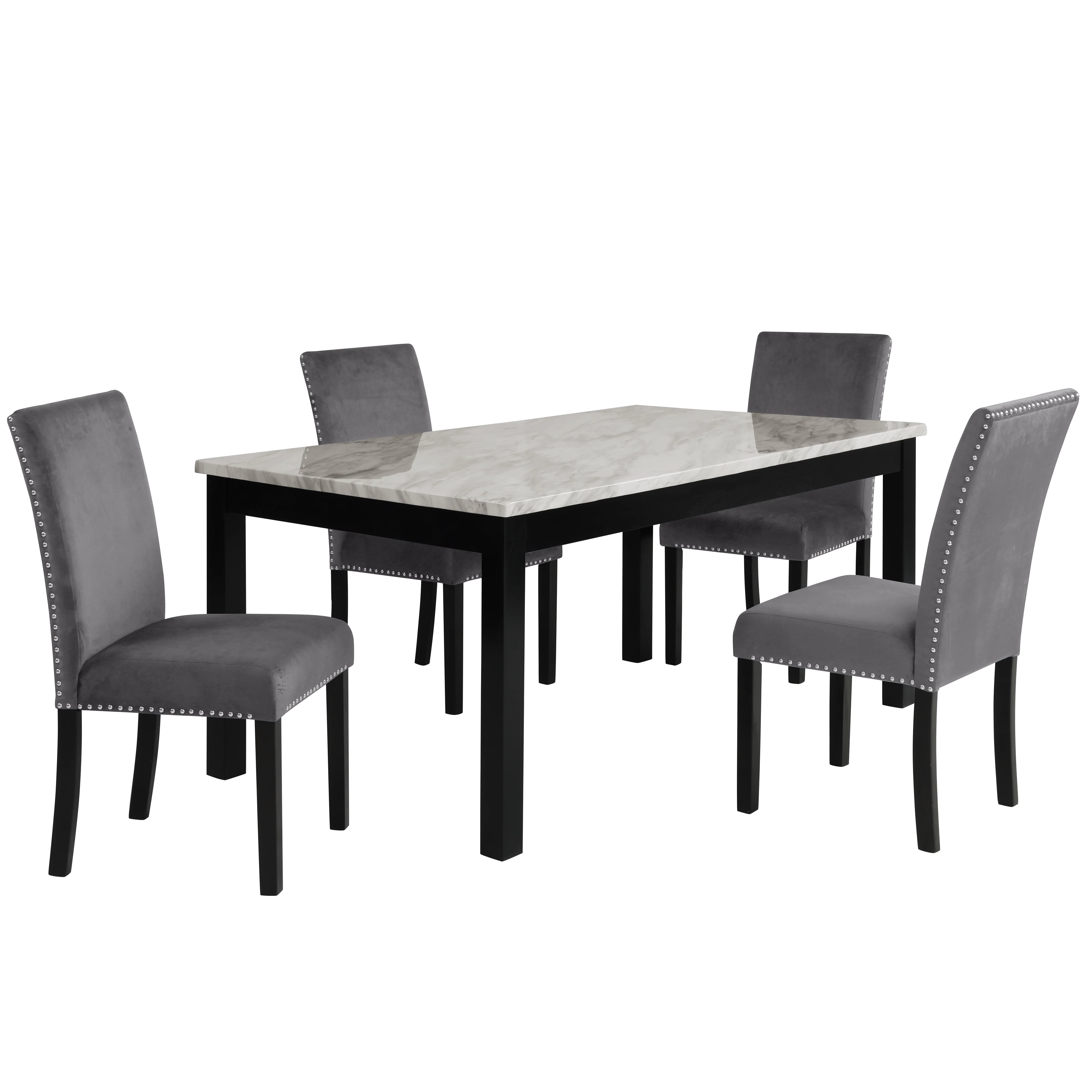 Celeste 64" Dining Table-Espresso/Faux Marble - Image 6