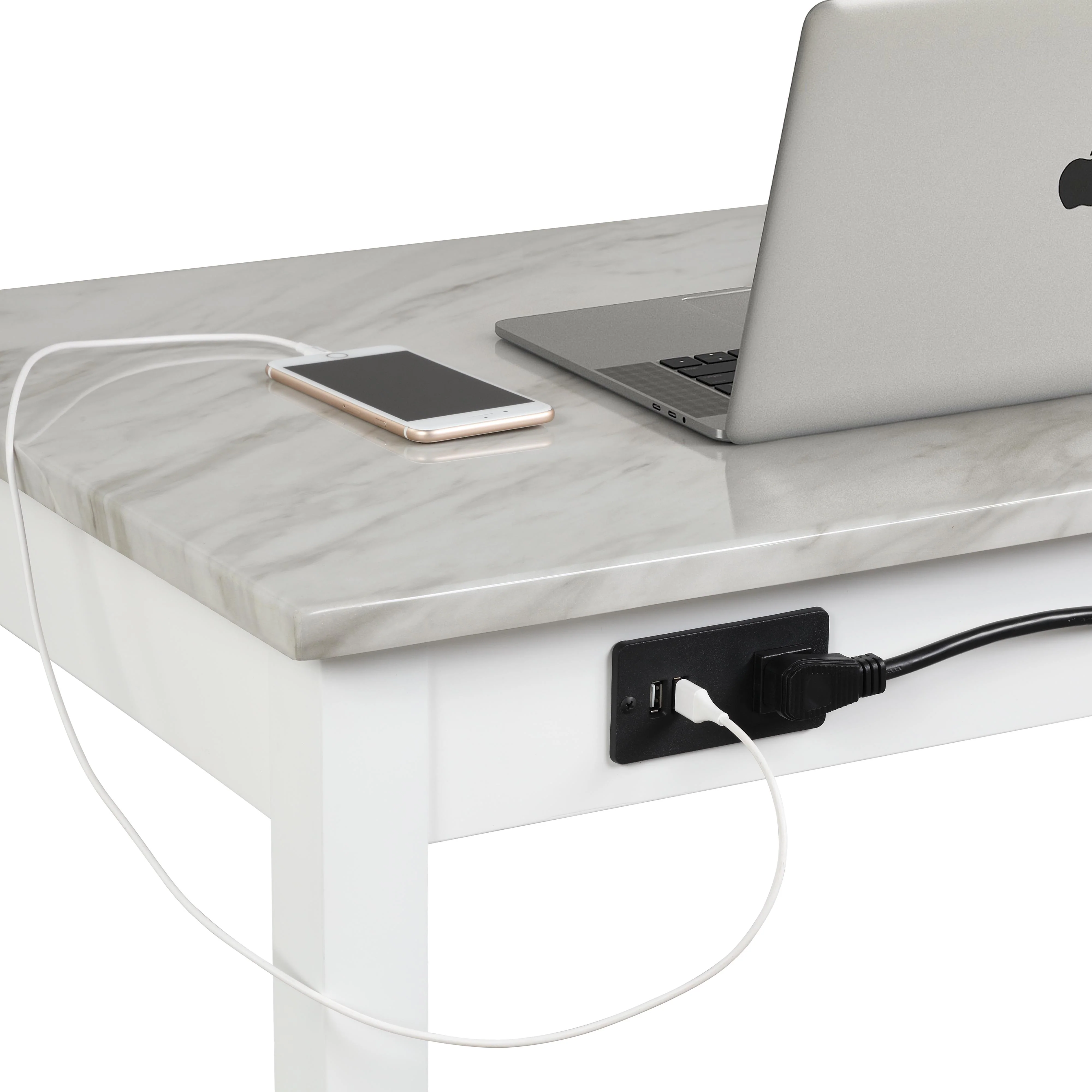 CELESTE DESK W/WHITE/GRAY FAUX MARBLE TOP-WHITE BASE - Image 7
