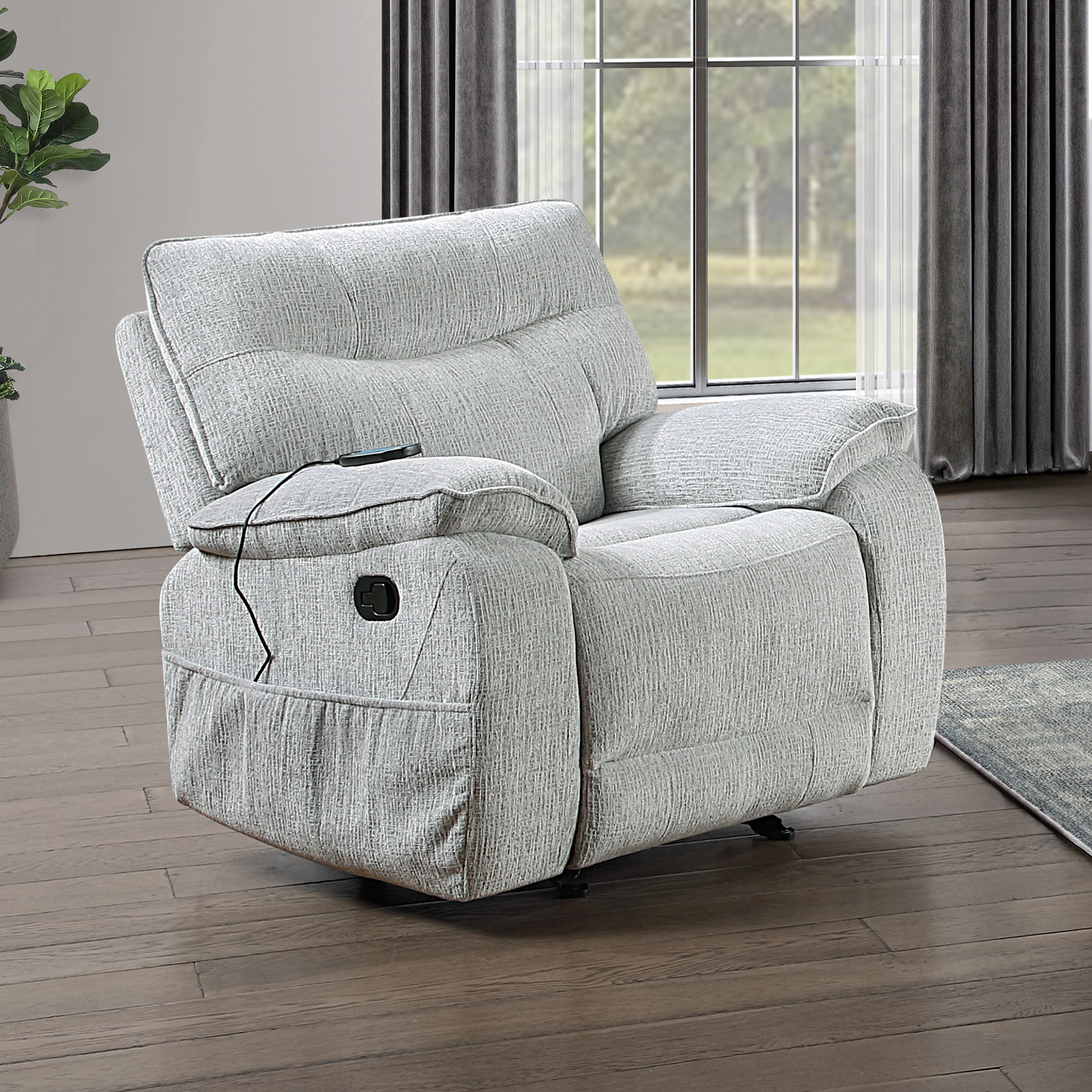 Chablis Glider Recliner W/Heat & Massage-Mist Gray - Image 8