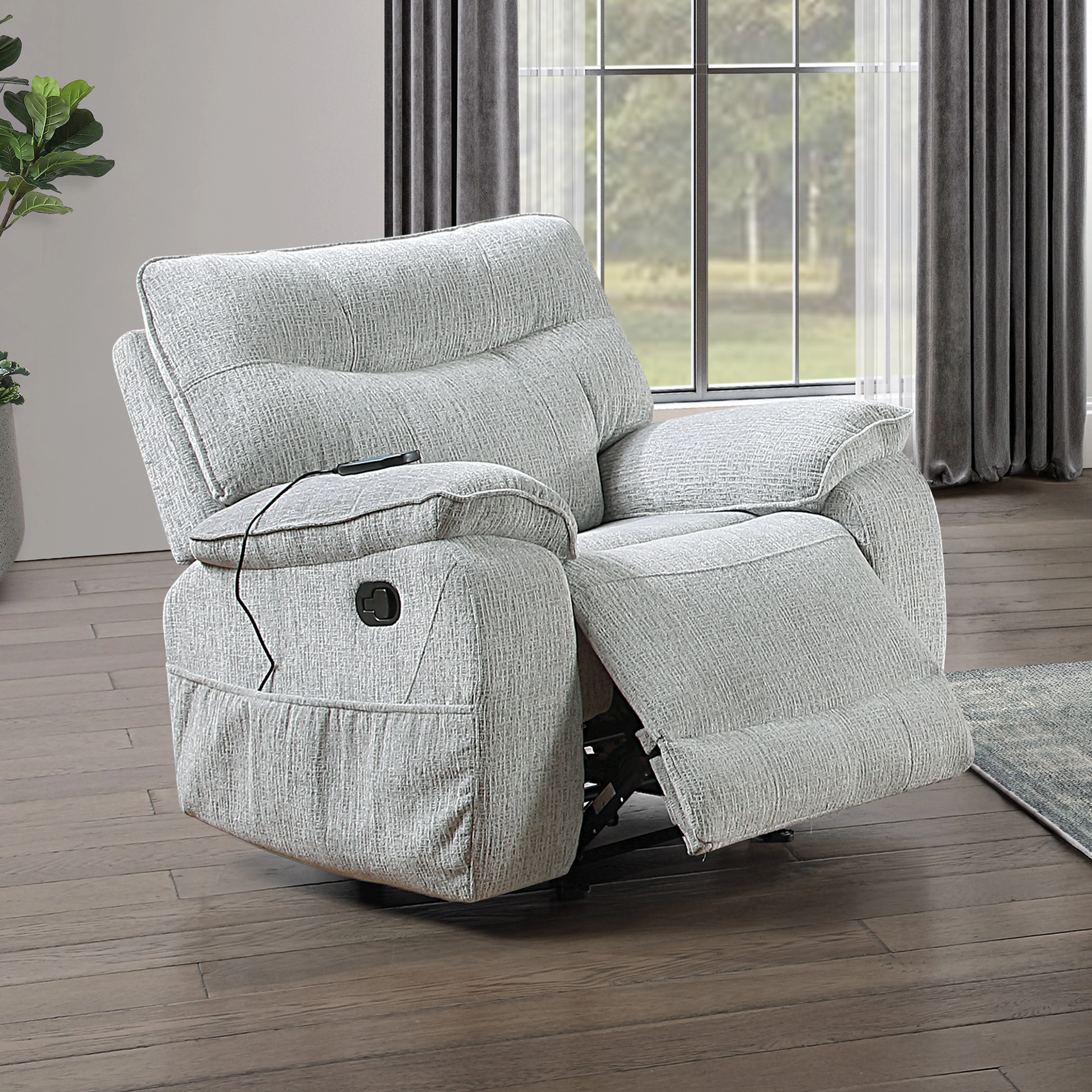 Chablis Glider Recliner W/Heat & Massage-Mist Gray - Image 9