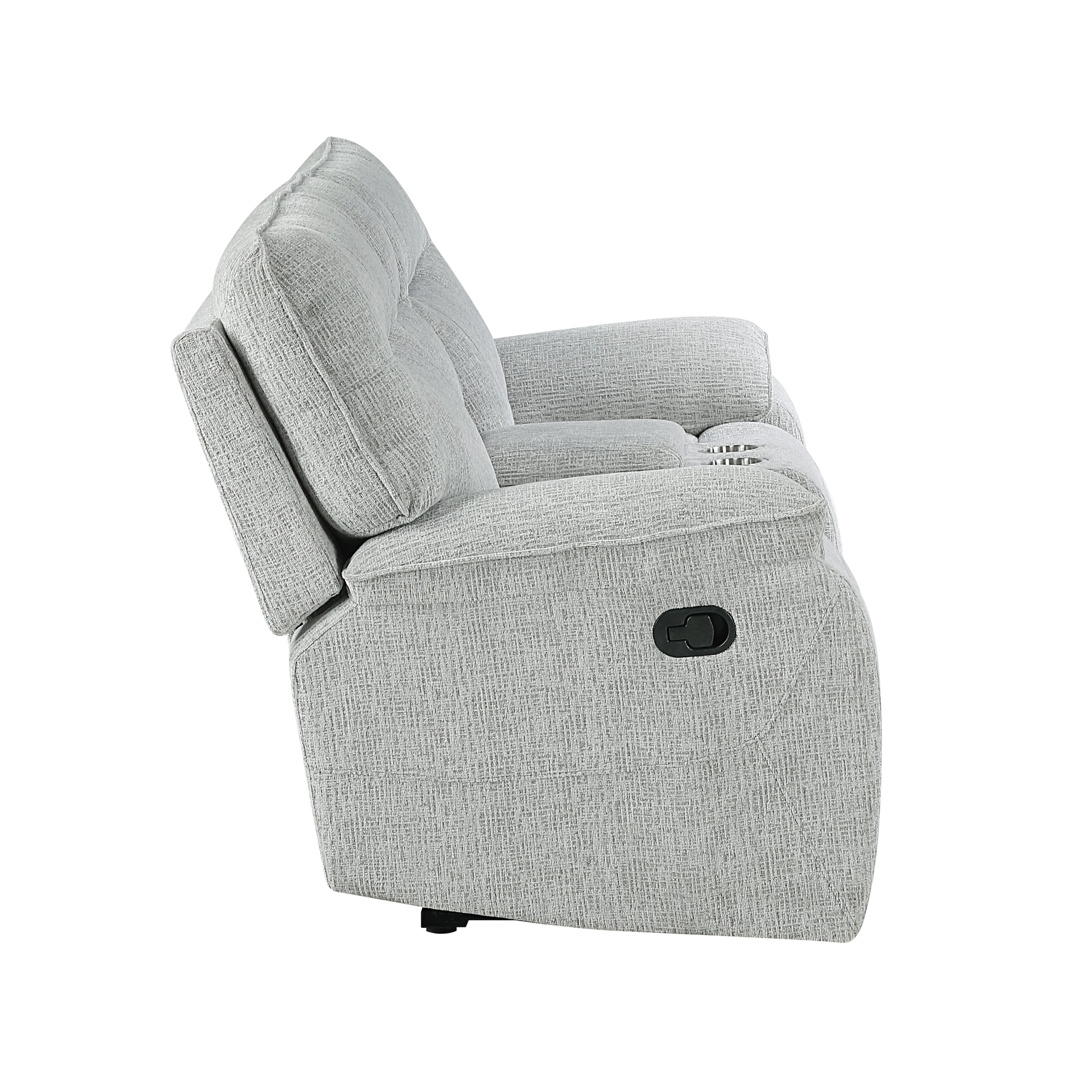 Chablis Reclining Console Loveseat-Mist Gray - Image 4