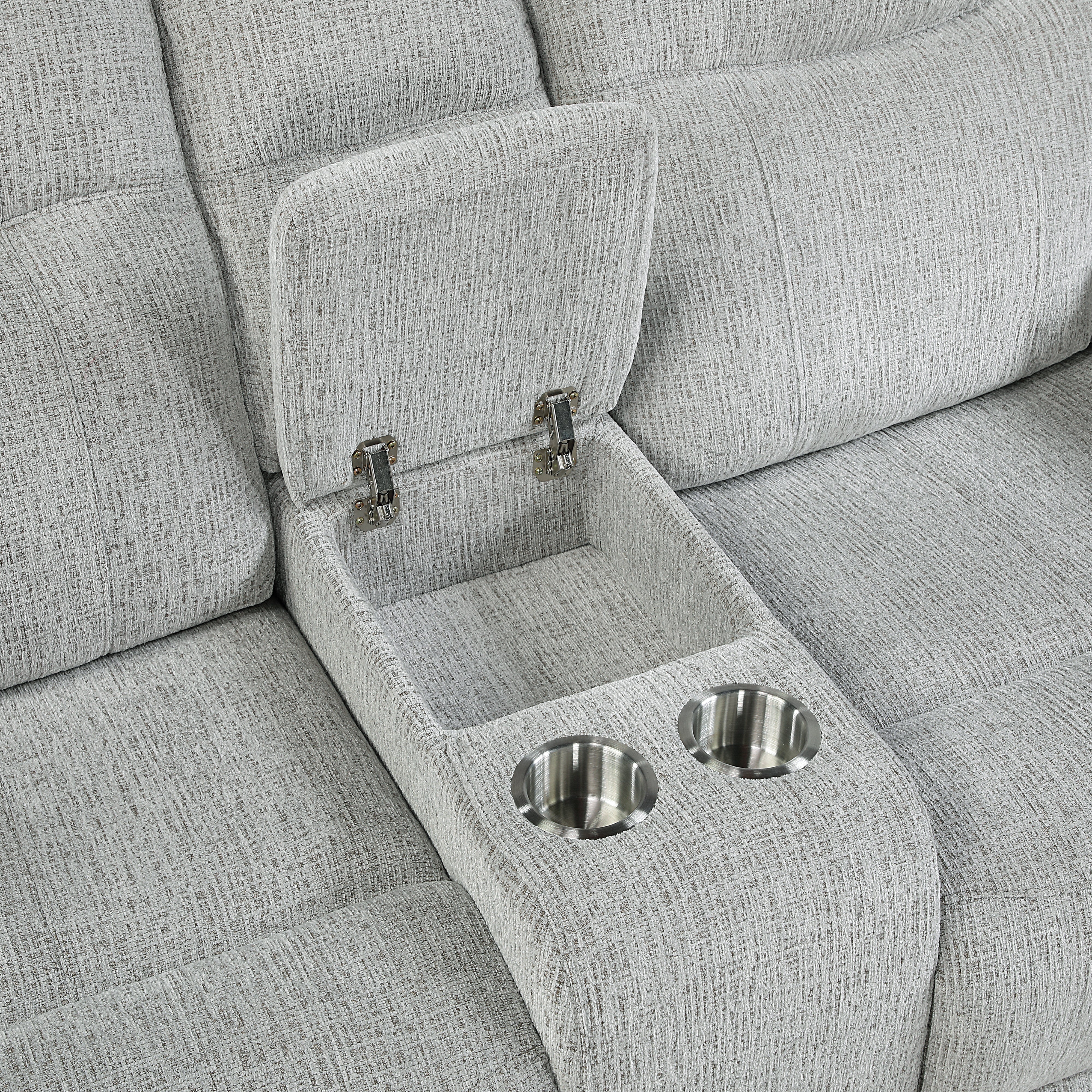 Chablis Reclining Console Loveseat-Mist Gray - Image 7