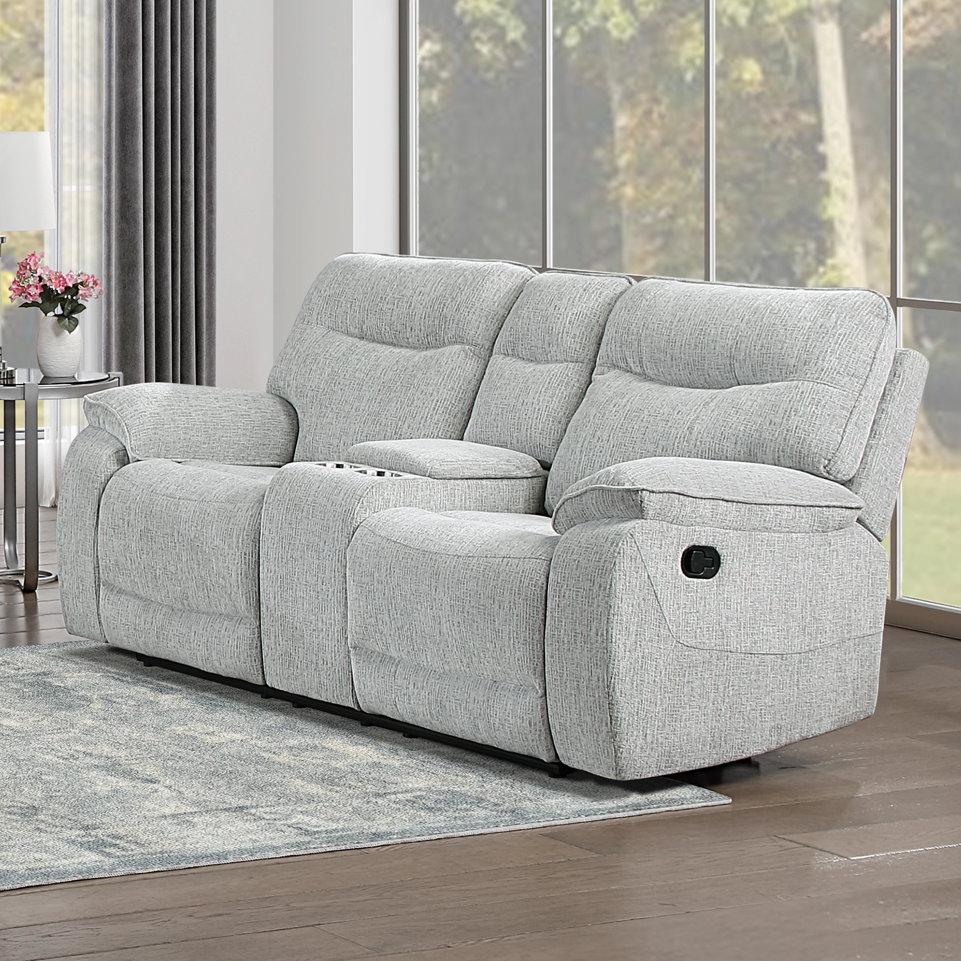 Chablis Reclining Console Loveseat-Mist Gray - Image 8
