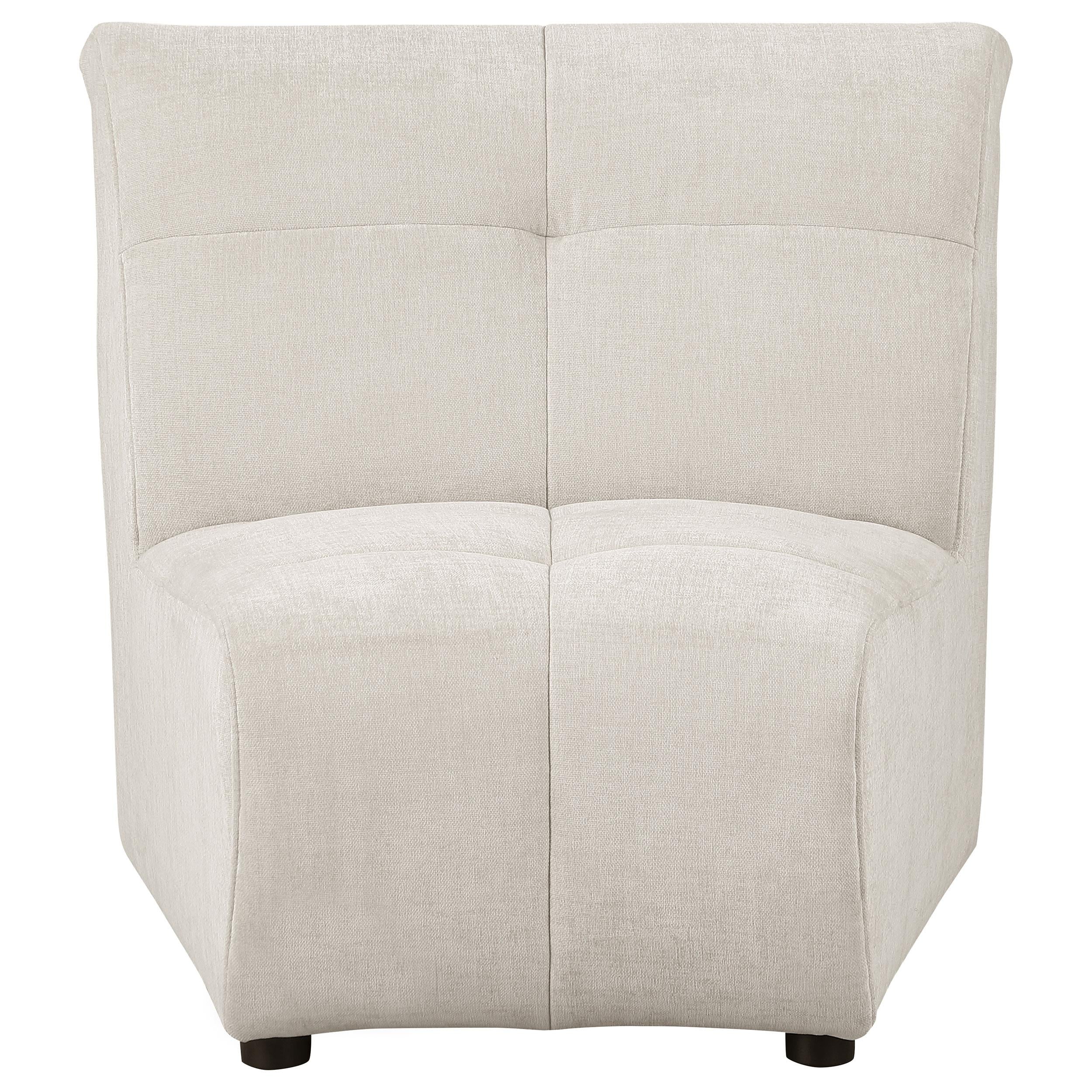 Charlotte Upholstered Curved Armless Chair Ivory - Image 3