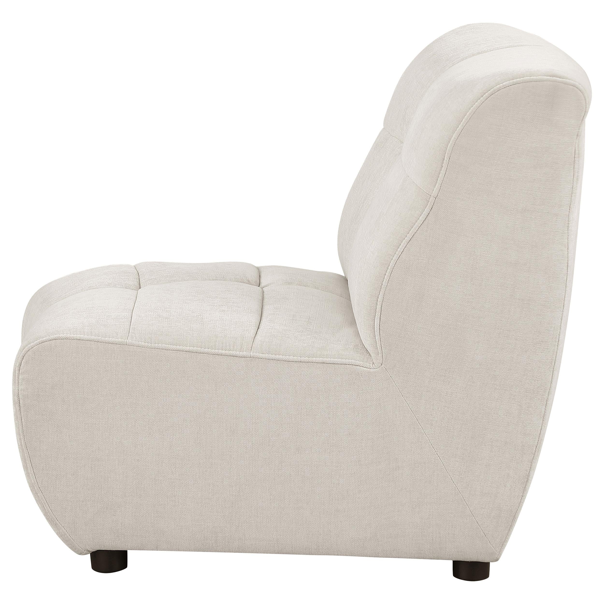 Charlotte Upholstered Curved Armless Chair Ivory - Image 5