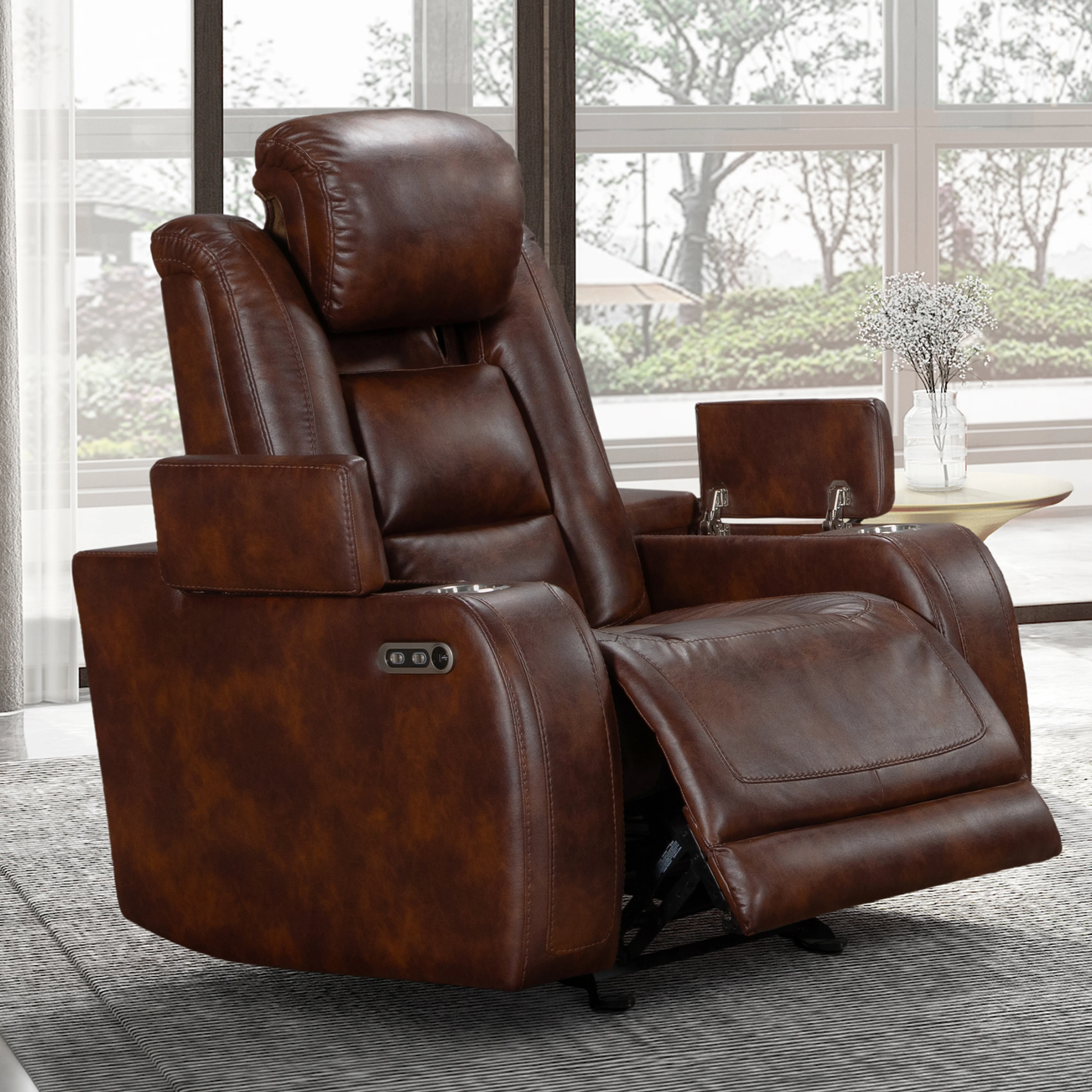 Chester Glider Recliner W/Pwr Hr & Fr-Brown - Image 10