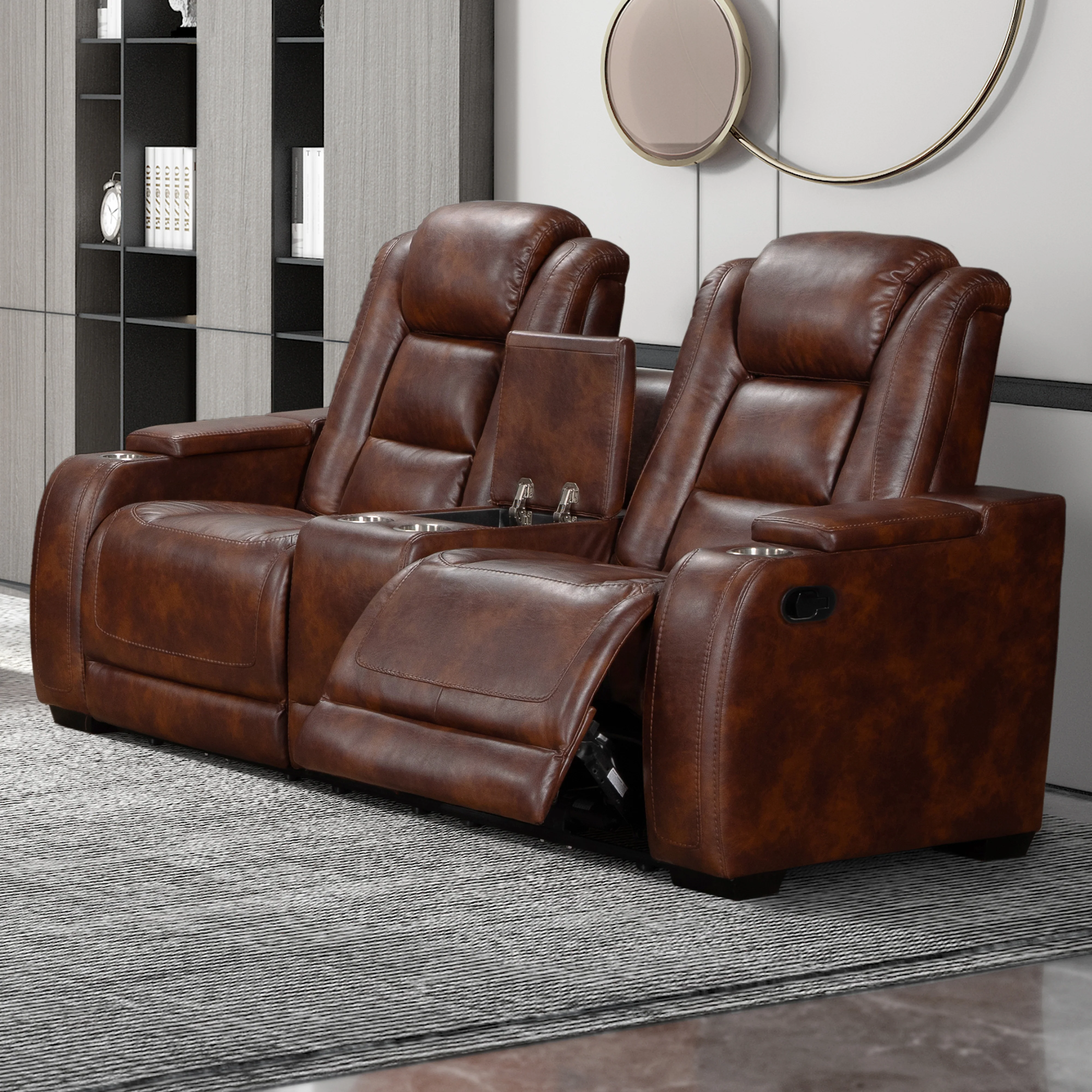 Chester Reclining Console Loveseat-Brown - Image 10