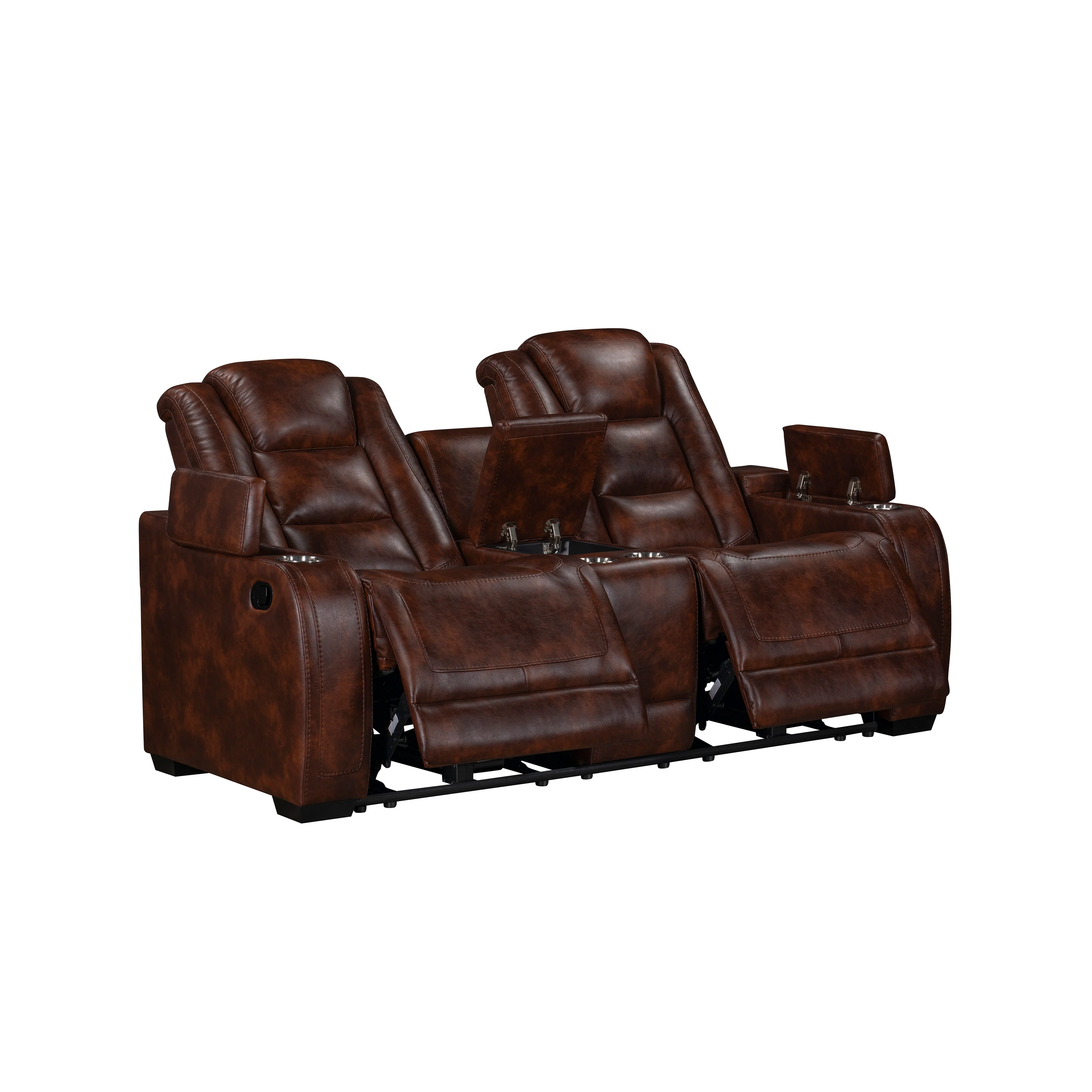Chester Reclining Console Loveseat-Brown - Image 3