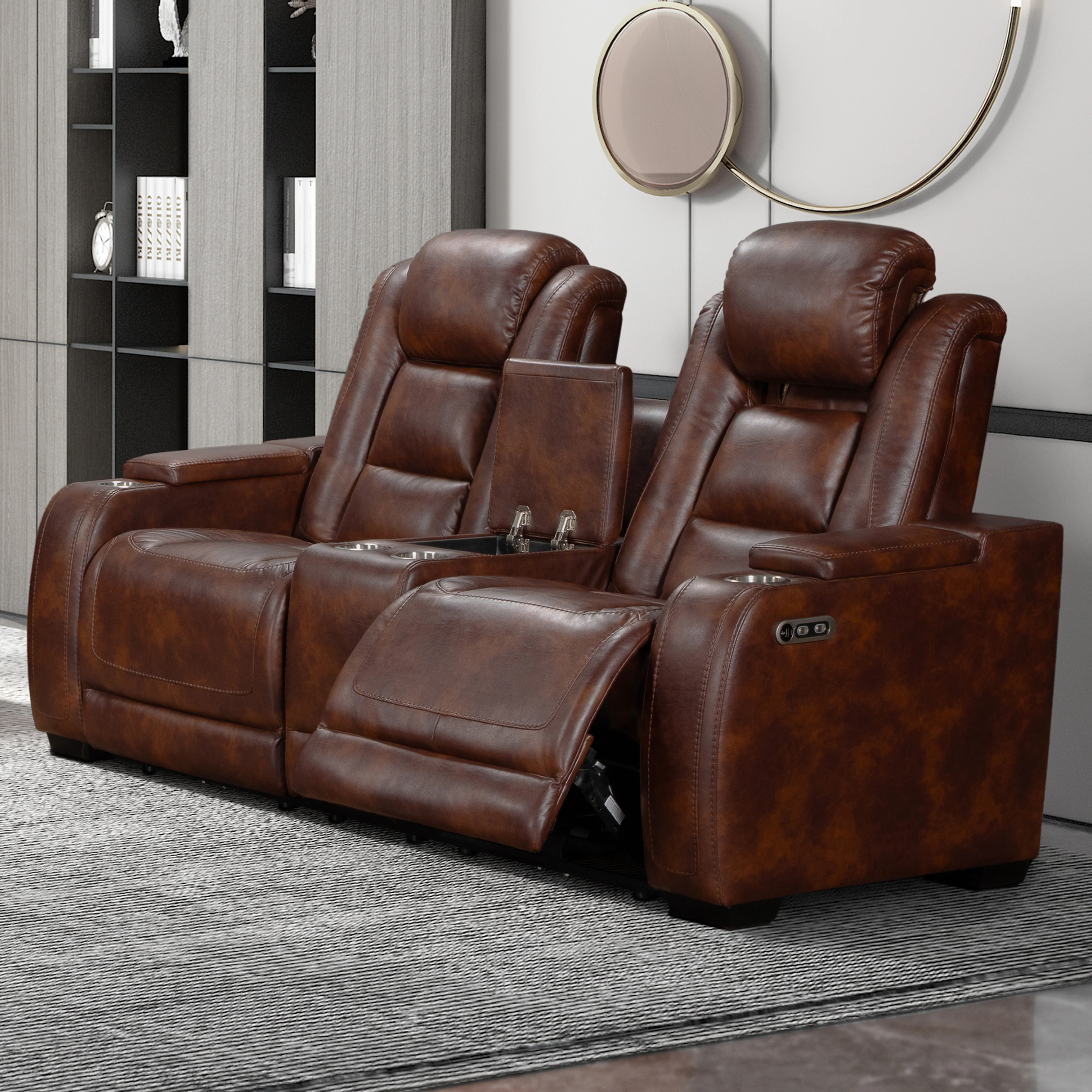 Chester Reclining Console Loveseat W/Pwr Hr & Fr-Brown - Image 10