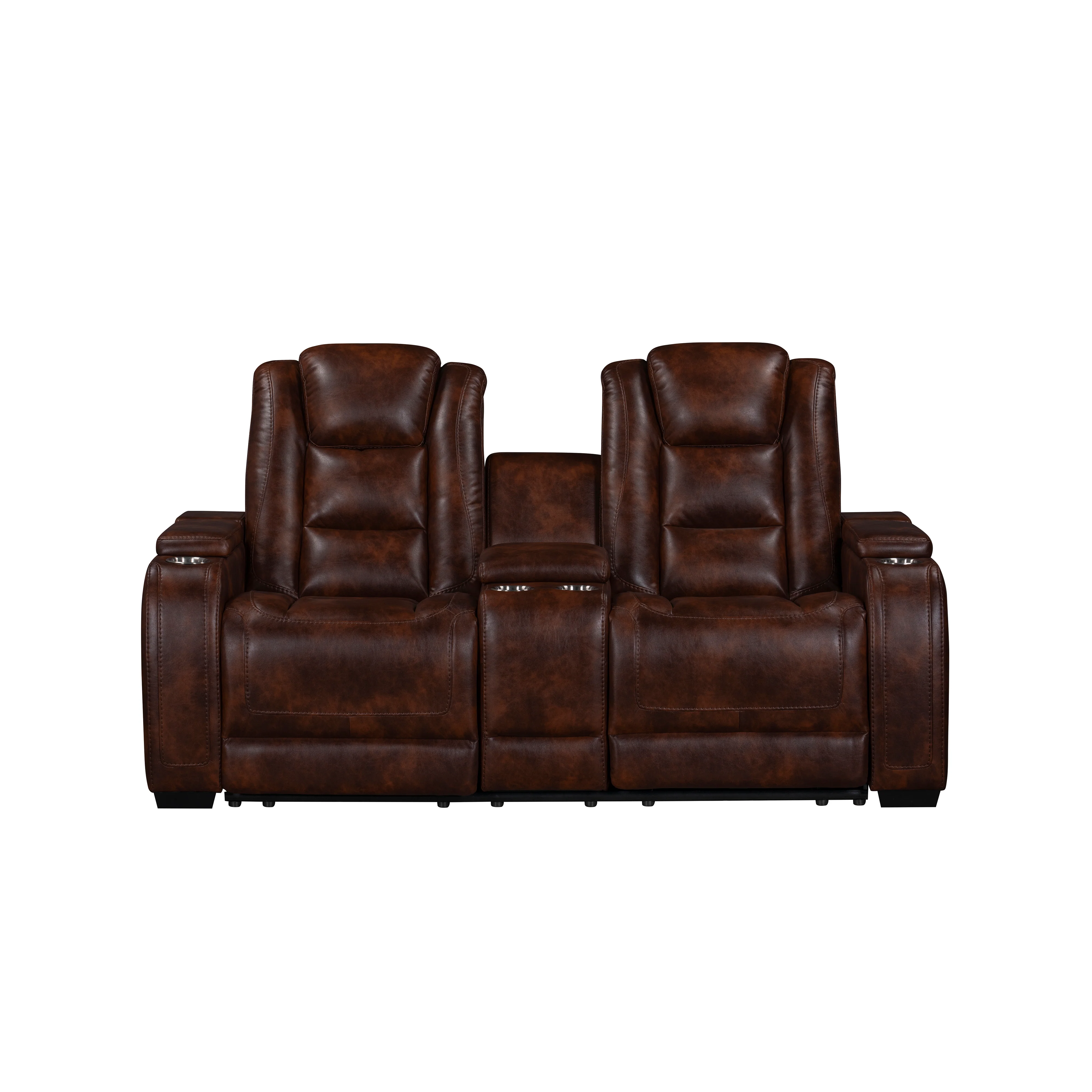 Chester Reclining Console Loveseat W/Pwr Hr & Fr-Brown - Image 2