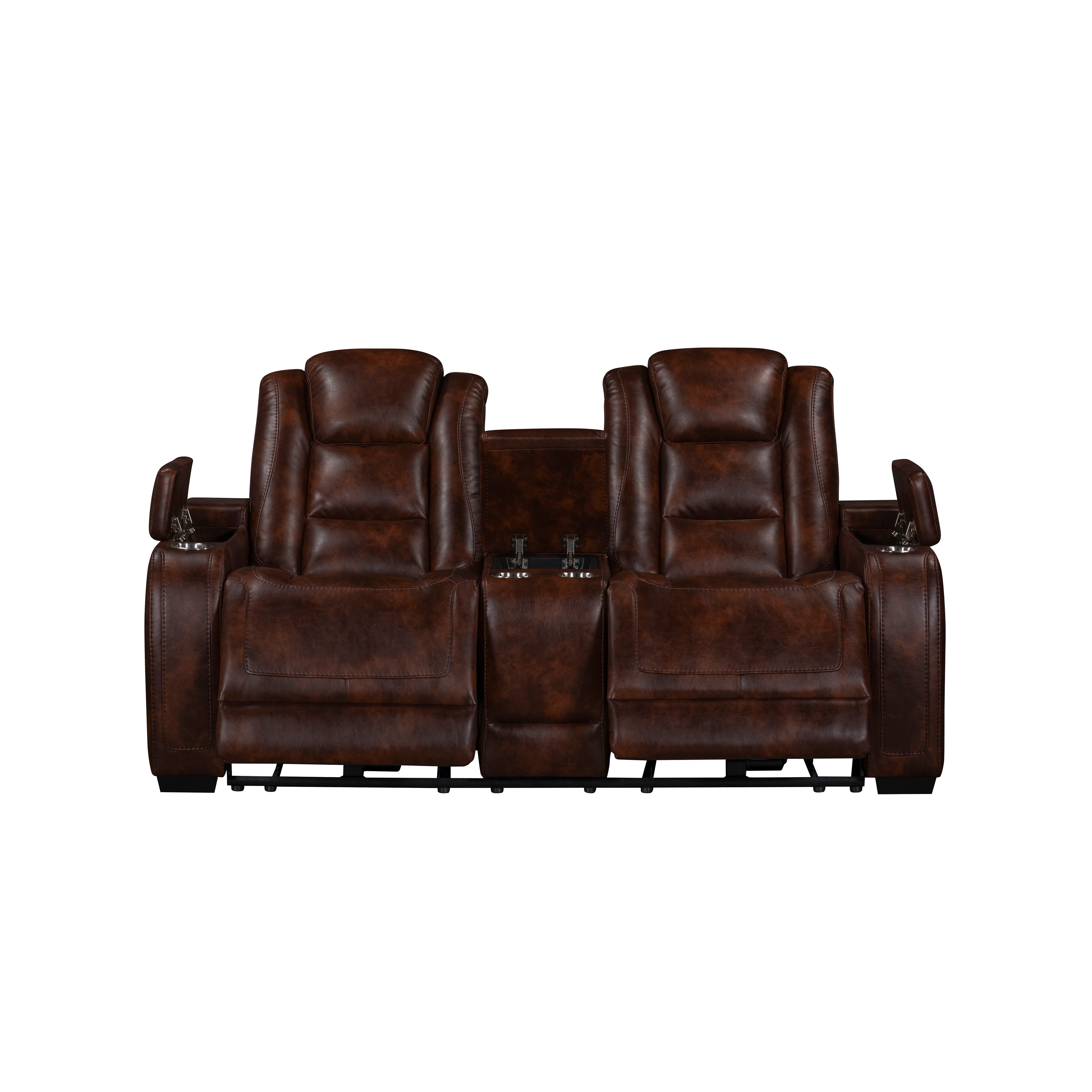 Chester Reclining Console Loveseat W/Pwr Hr & Fr-Brown - Image 4