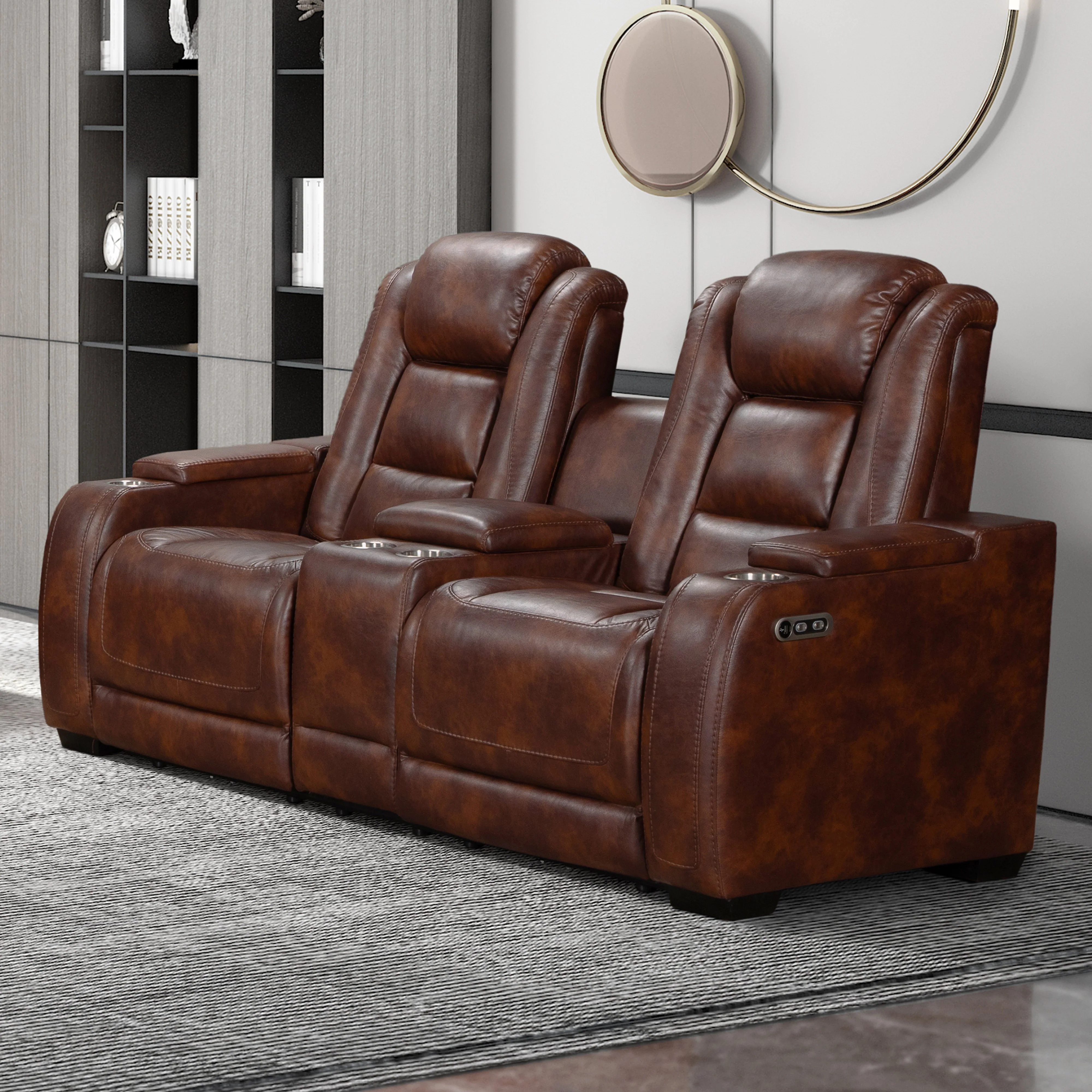 Chester Reclining Console Loveseat W/Pwr Hr & Fr-Brown - Image 9