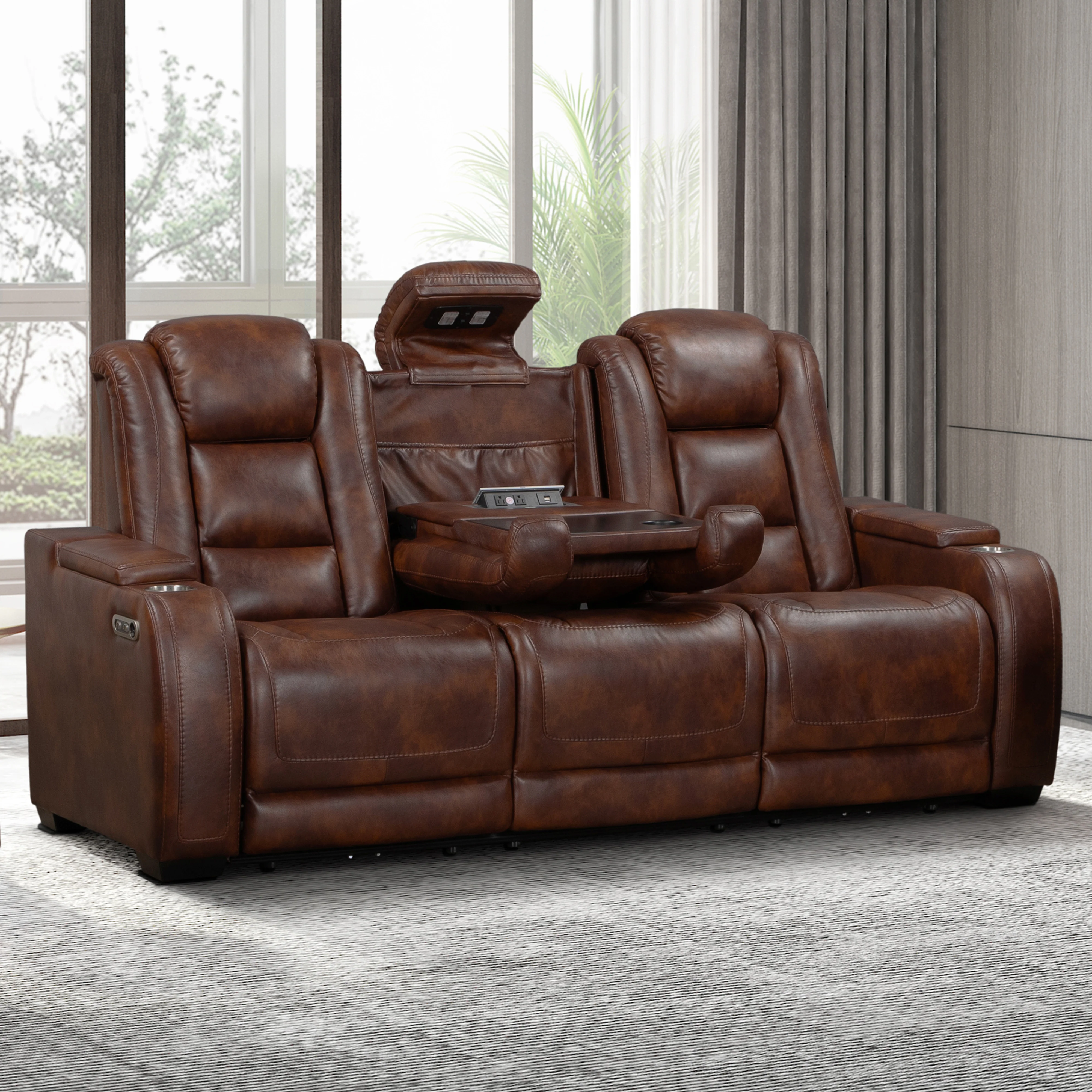 Chester Reclining Sofa W/Pwr Hr & Fr-Brown - Image 10