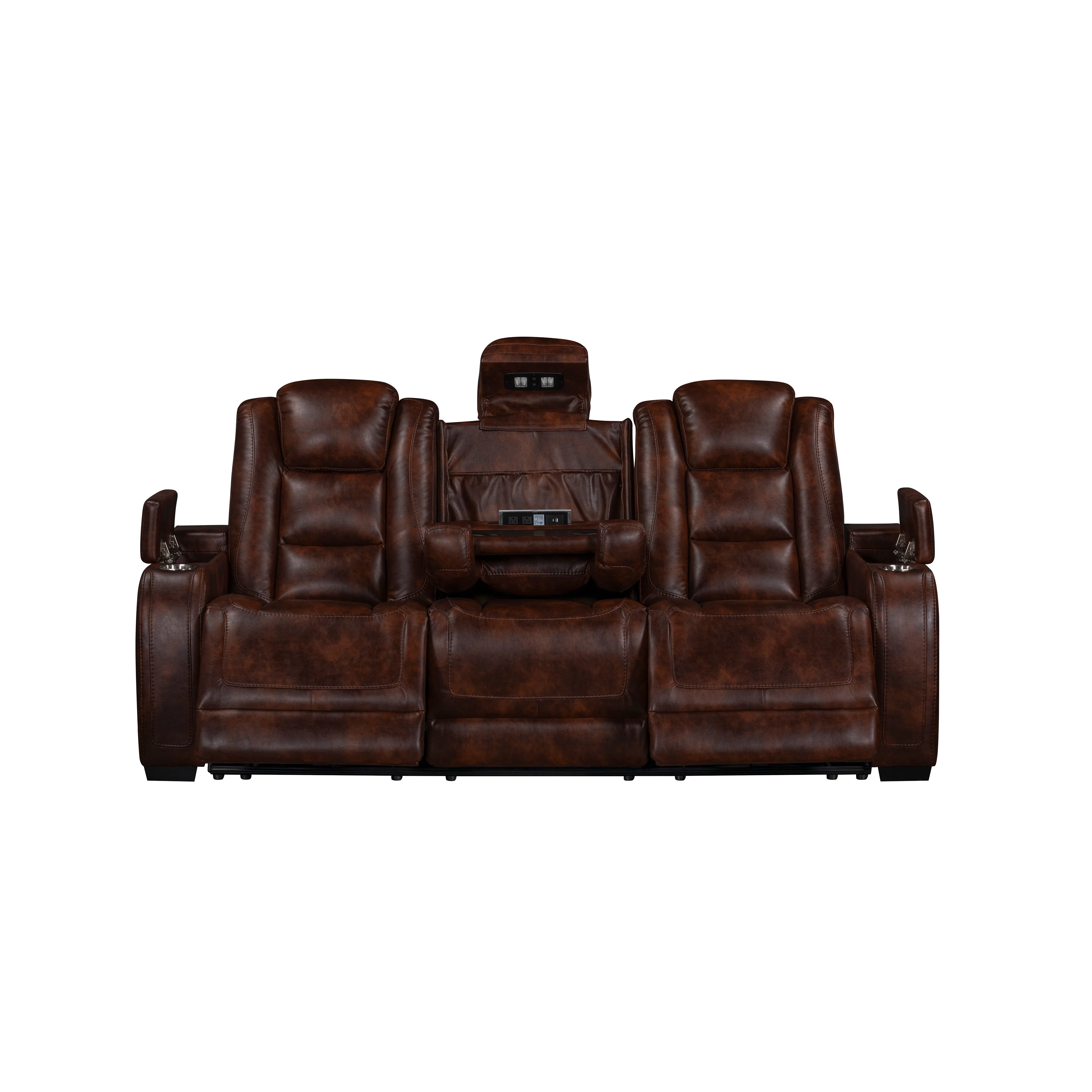 Chester Reclining Sofa W/Pwr Hr & Fr-Brown - Image 4