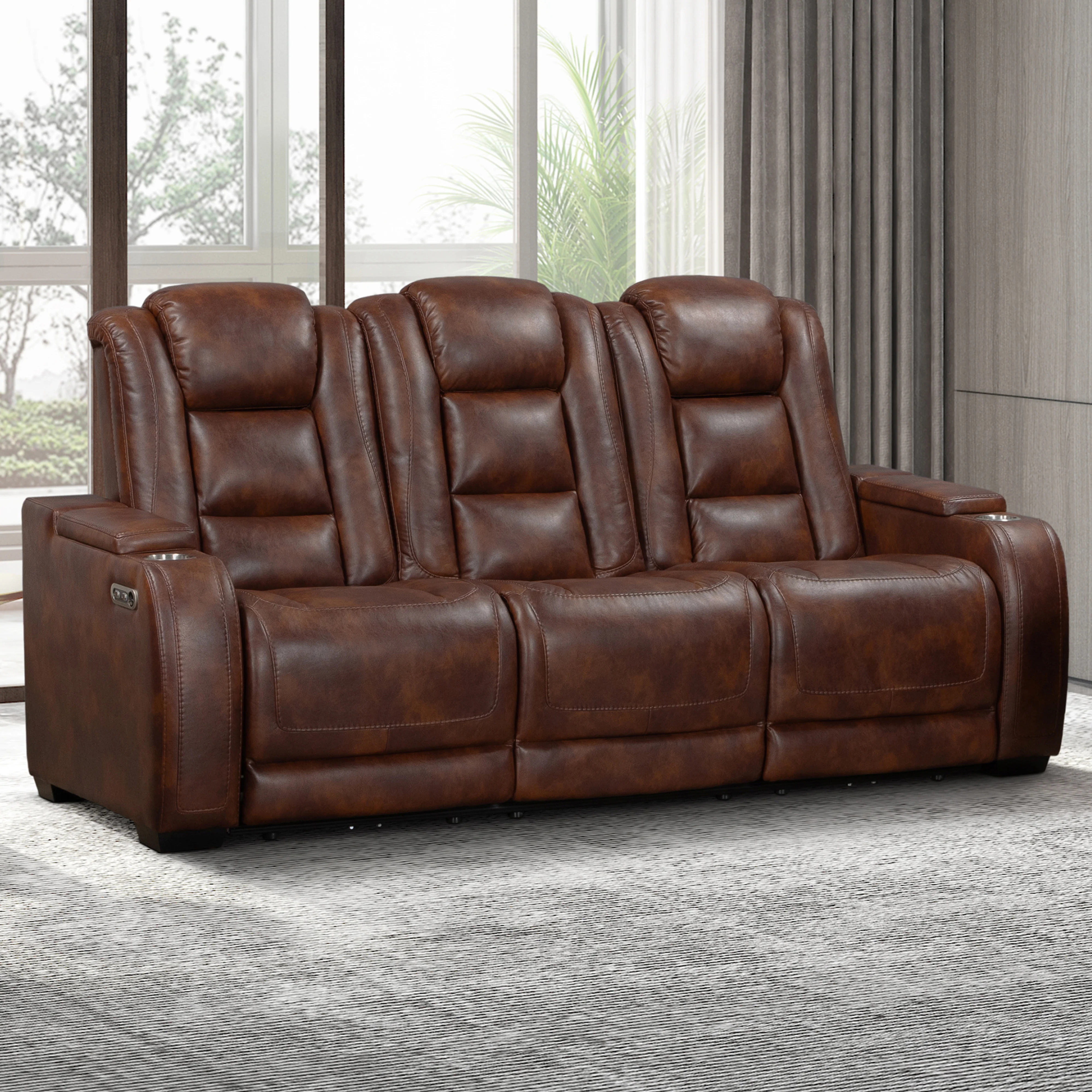 Chester Reclining Sofa W/Pwr Hr & Fr-Brown - Image 9