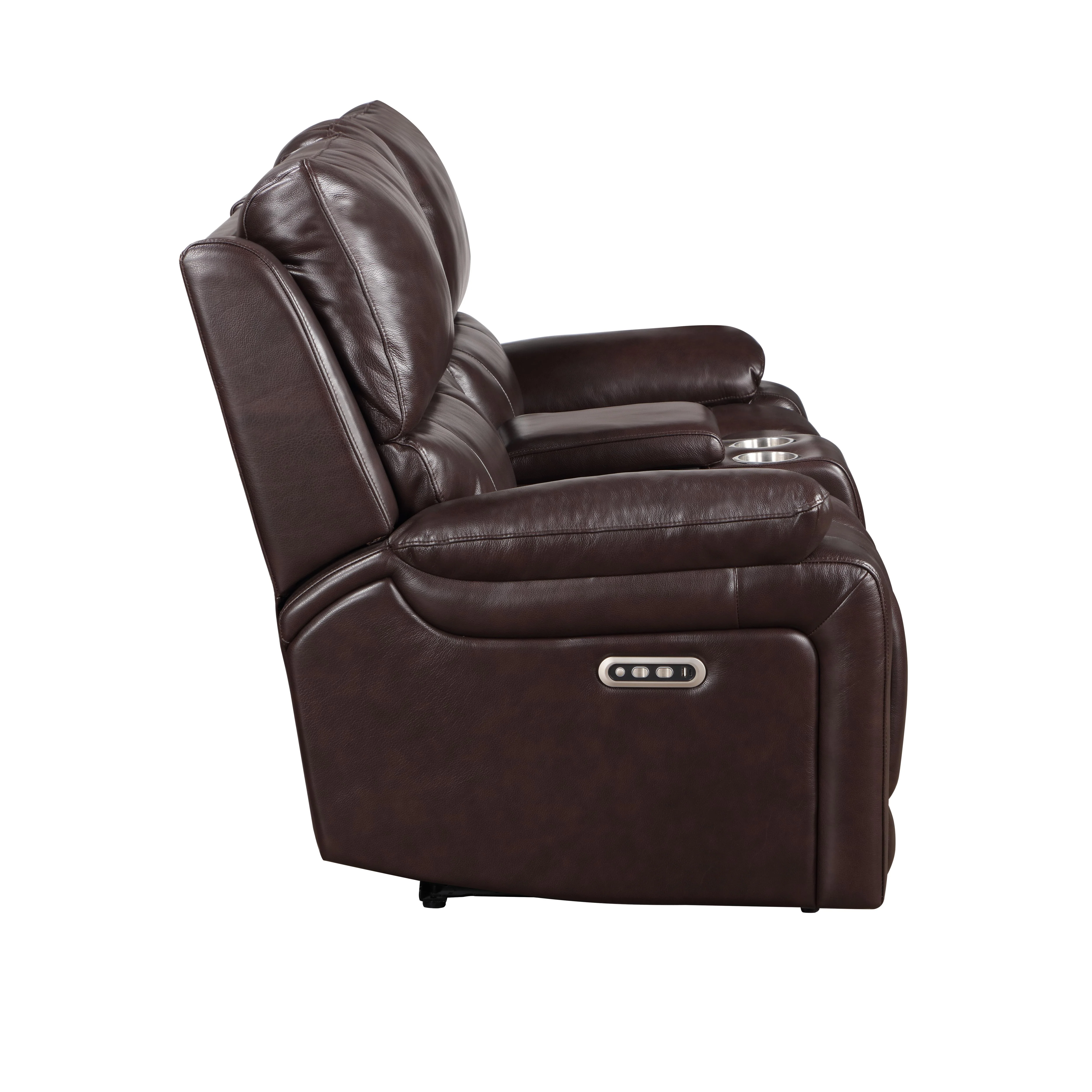 CICERO RECLINING CONSOLE LOVESEAT-BROWN - Image 3