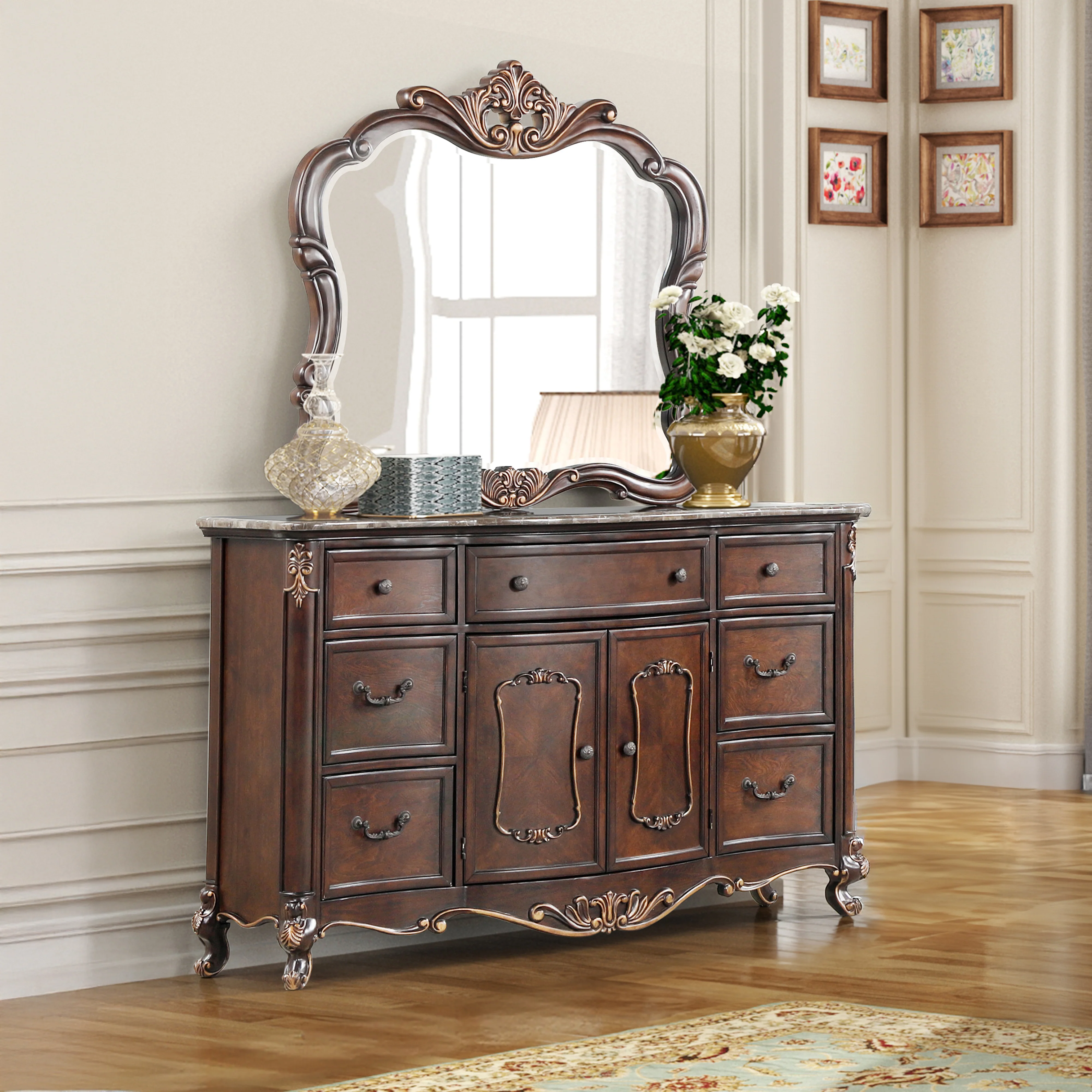 Constantine Dresser/Server Mirror-Cherry - Image 9
