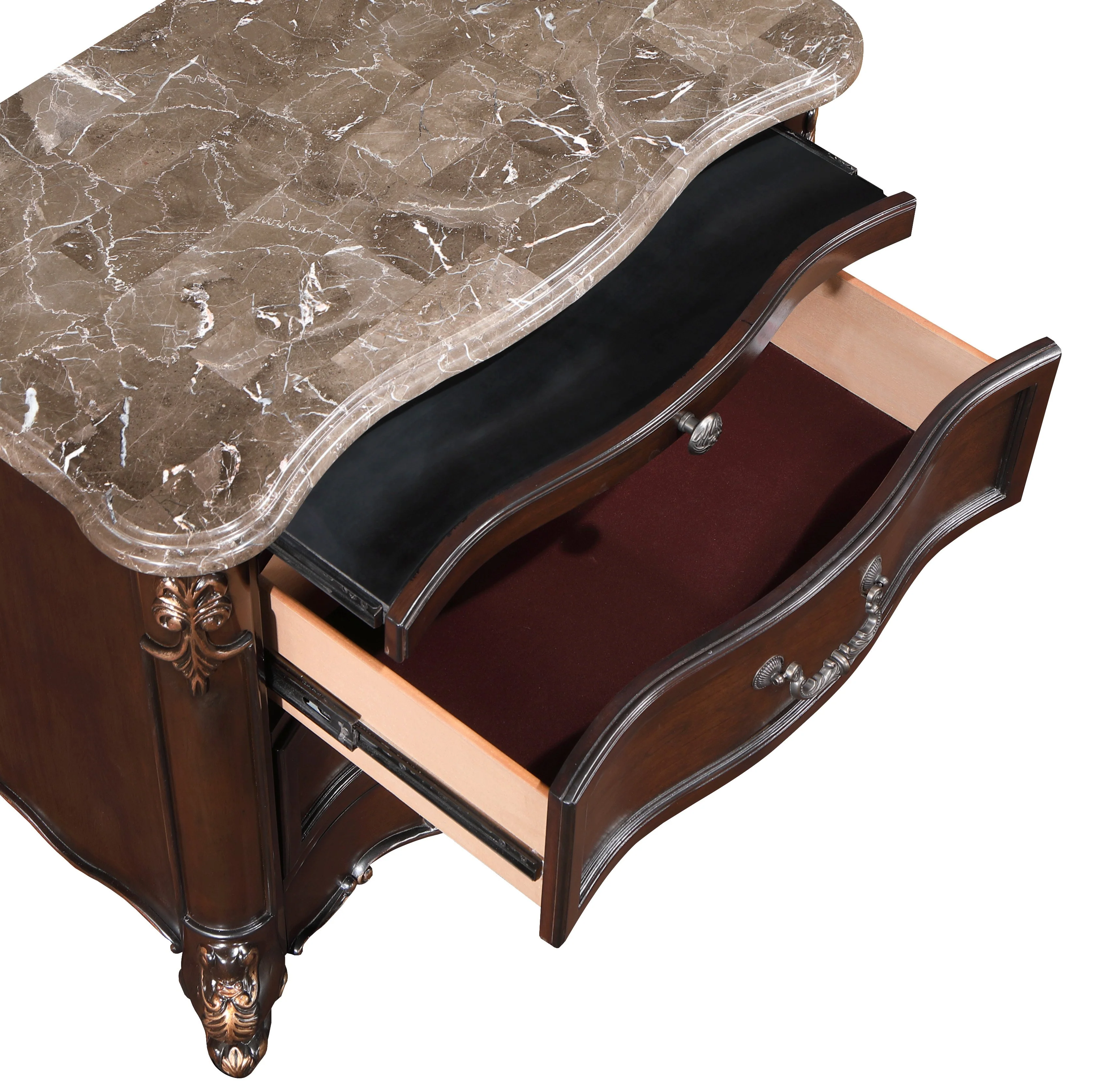 Constantine Nightstand W/Marble Top-Cherry - Image 6