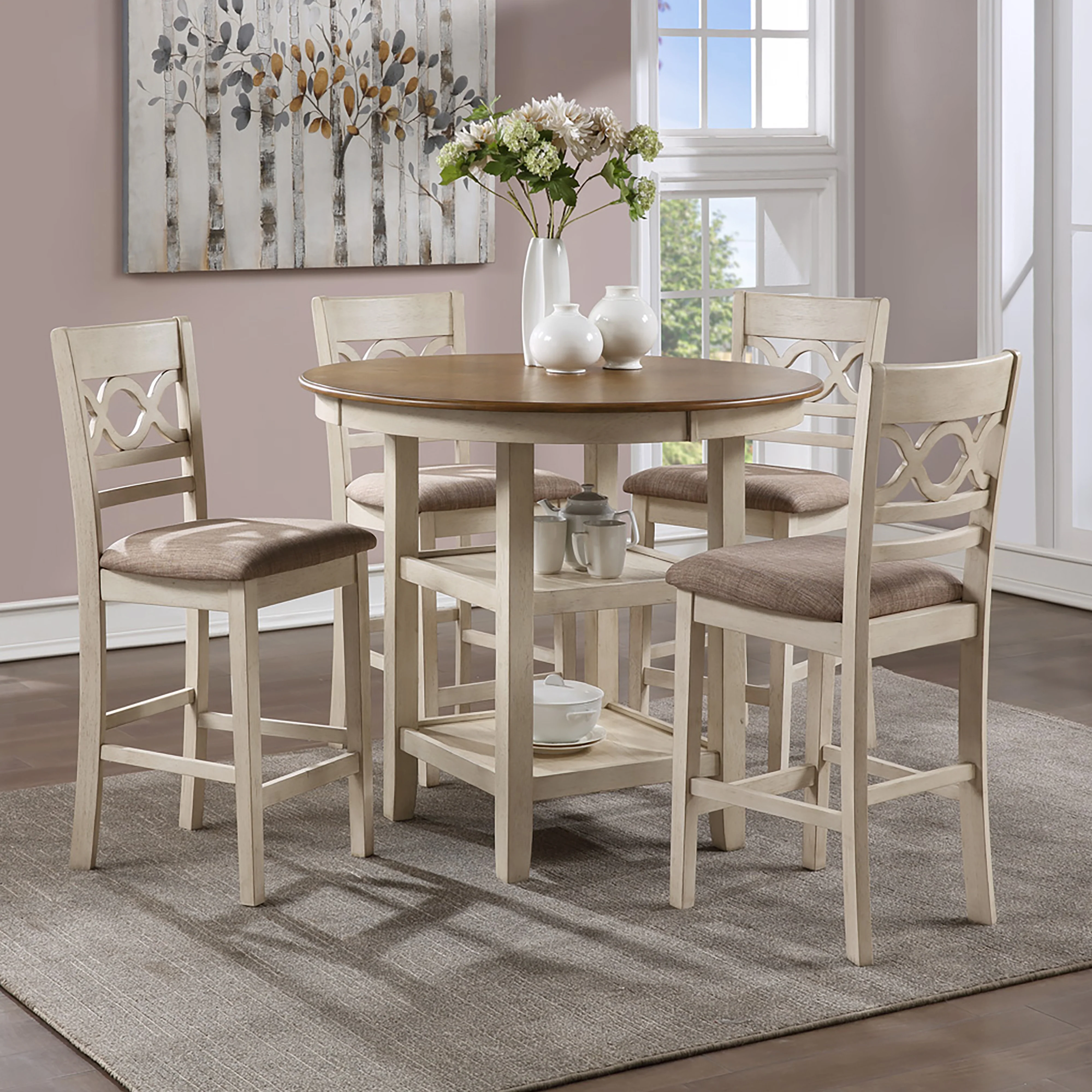 Cori Counter 5 Pc Set-Bisque/Brown - Image 9