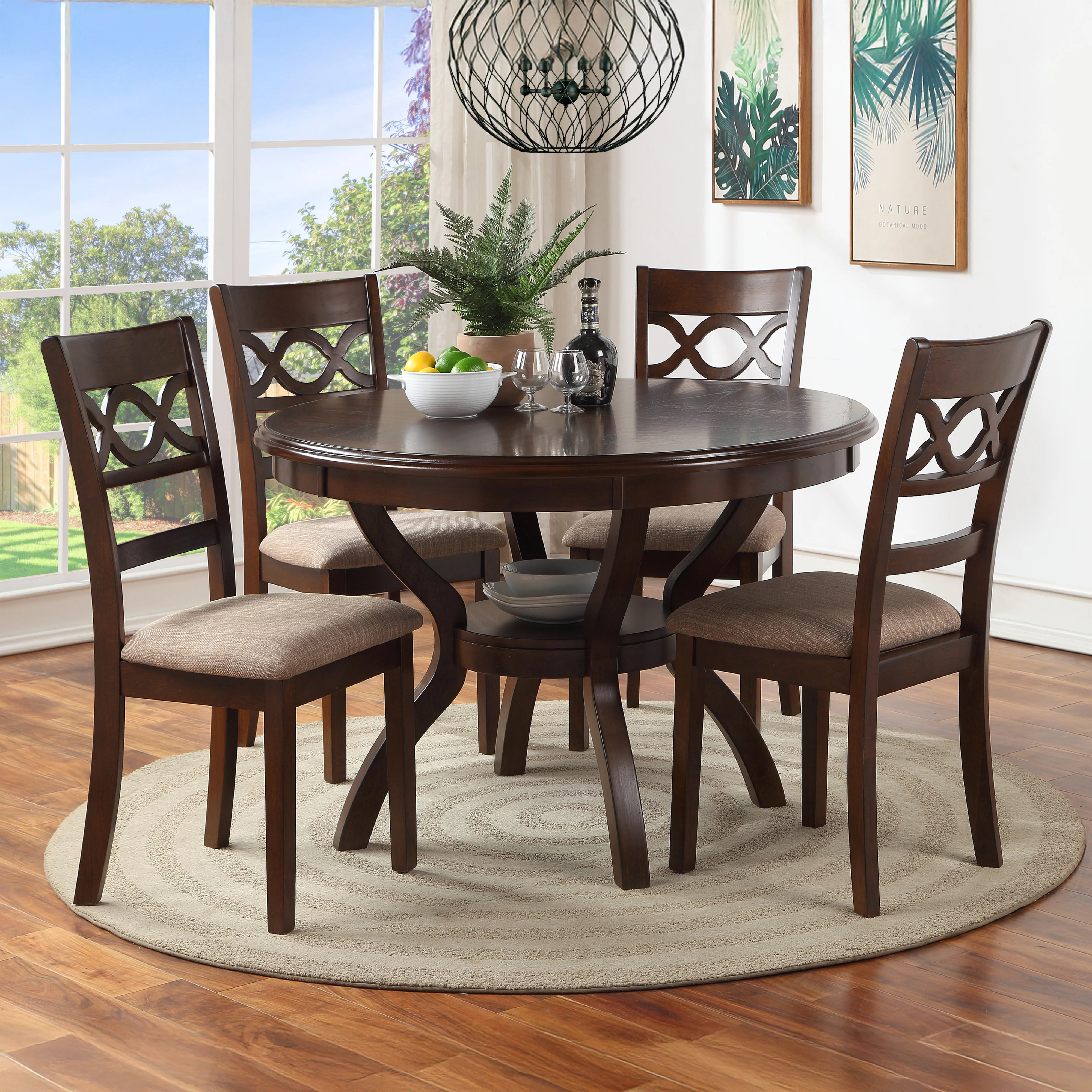 Cori Round Dining 5 Pc Set-Brown Cherry - Image 9