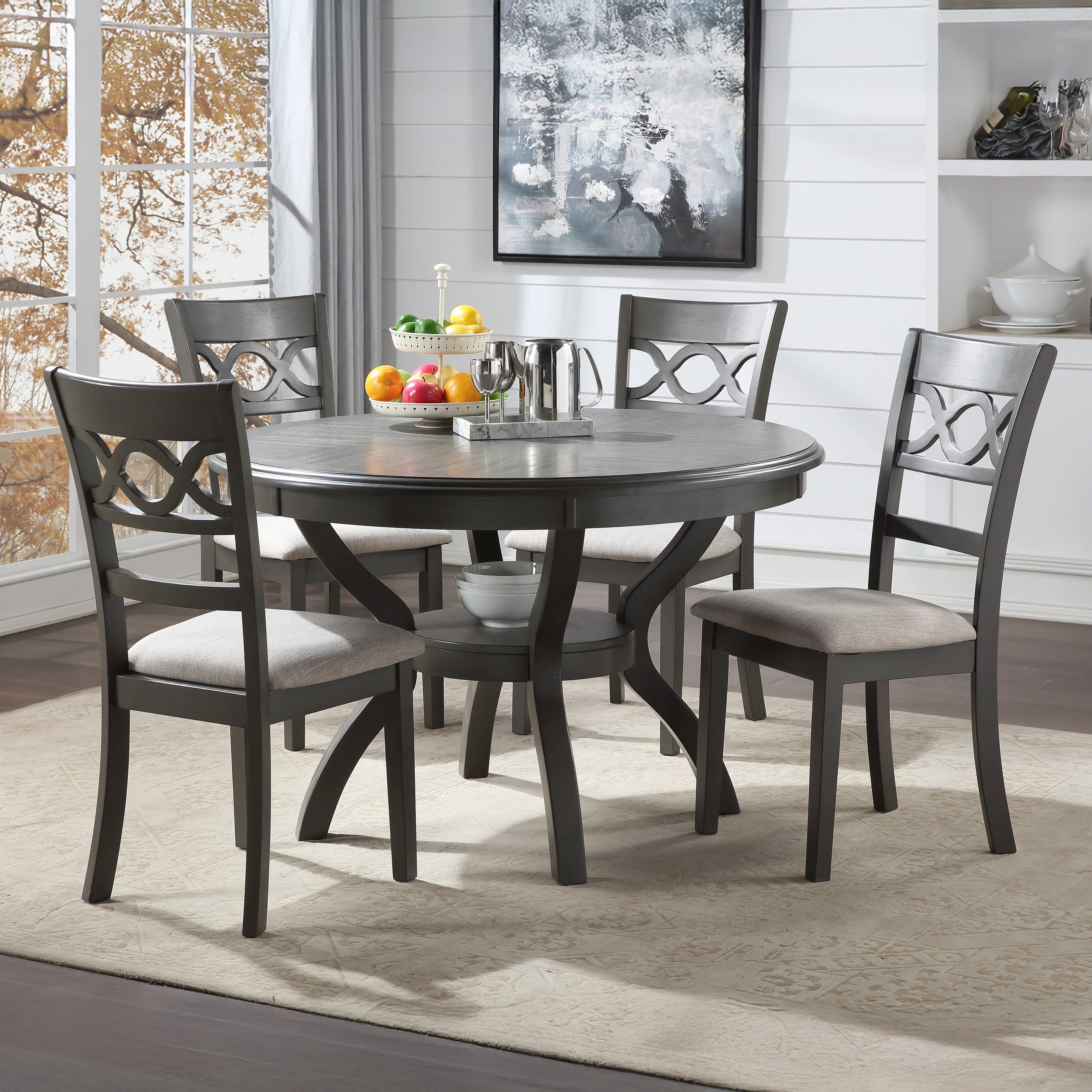 Cori Round Dining 5 Pc Set-Gray - Image 9