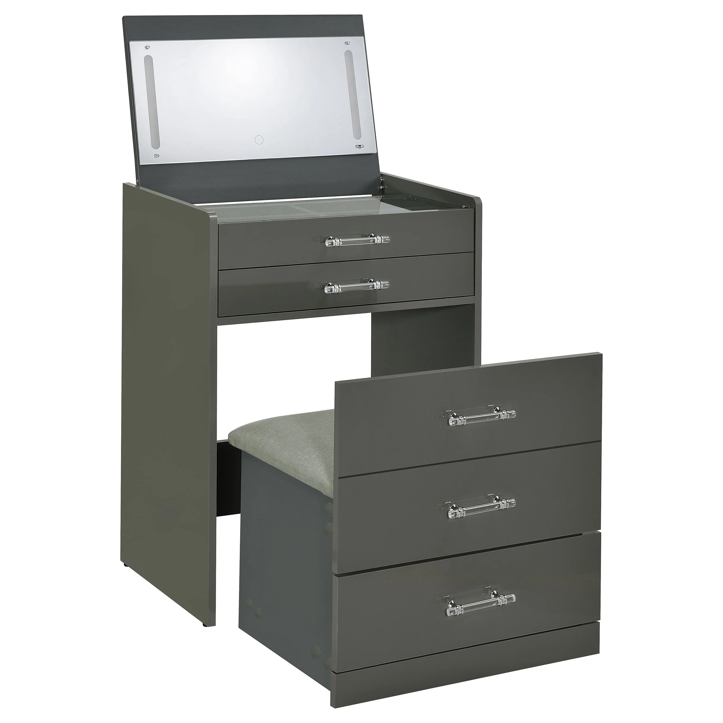 Danbury Makeup Vanity Table with LED Mirror and Stool - Image 41