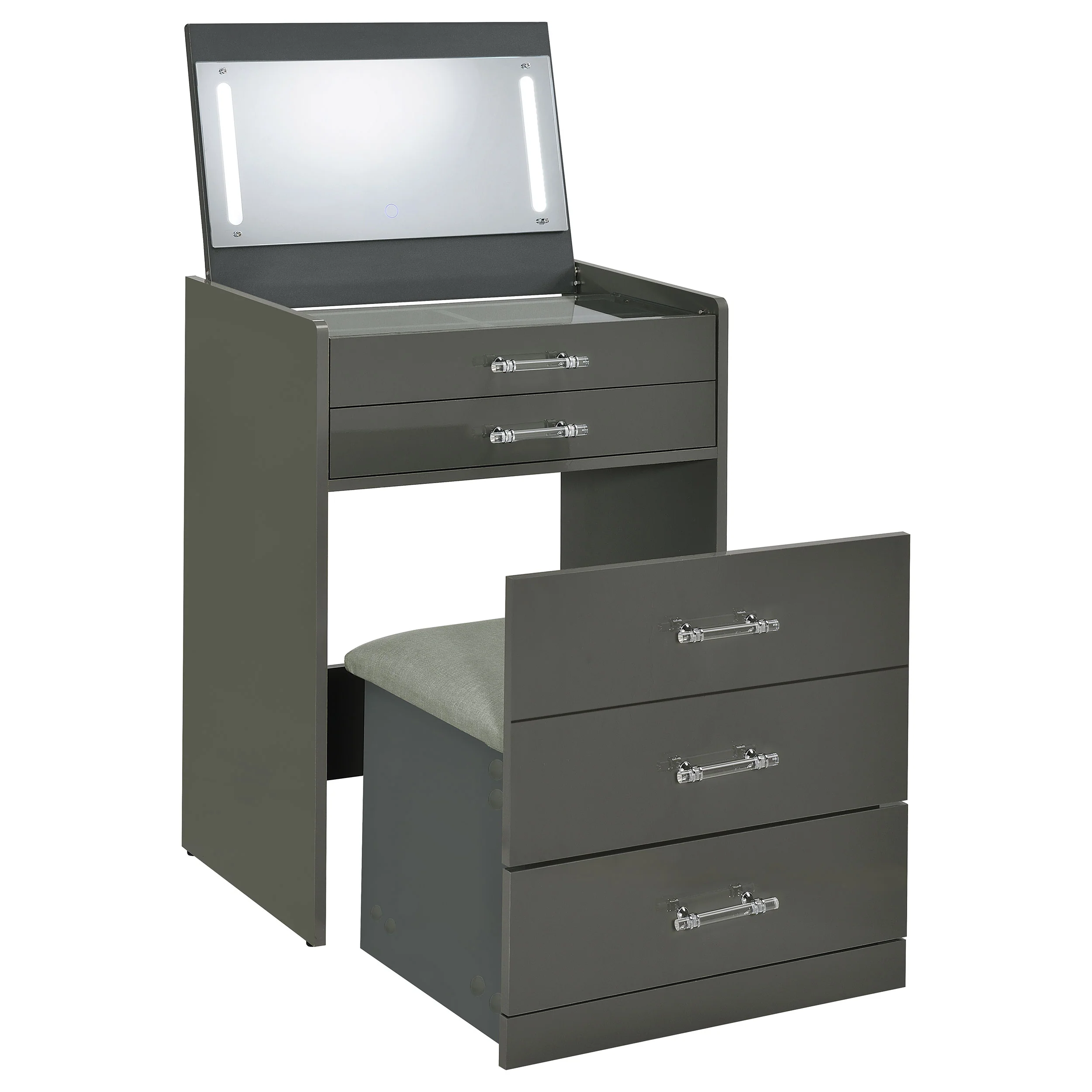 Danbury Makeup Vanity Table with LED Mirror and Stool - Image 46