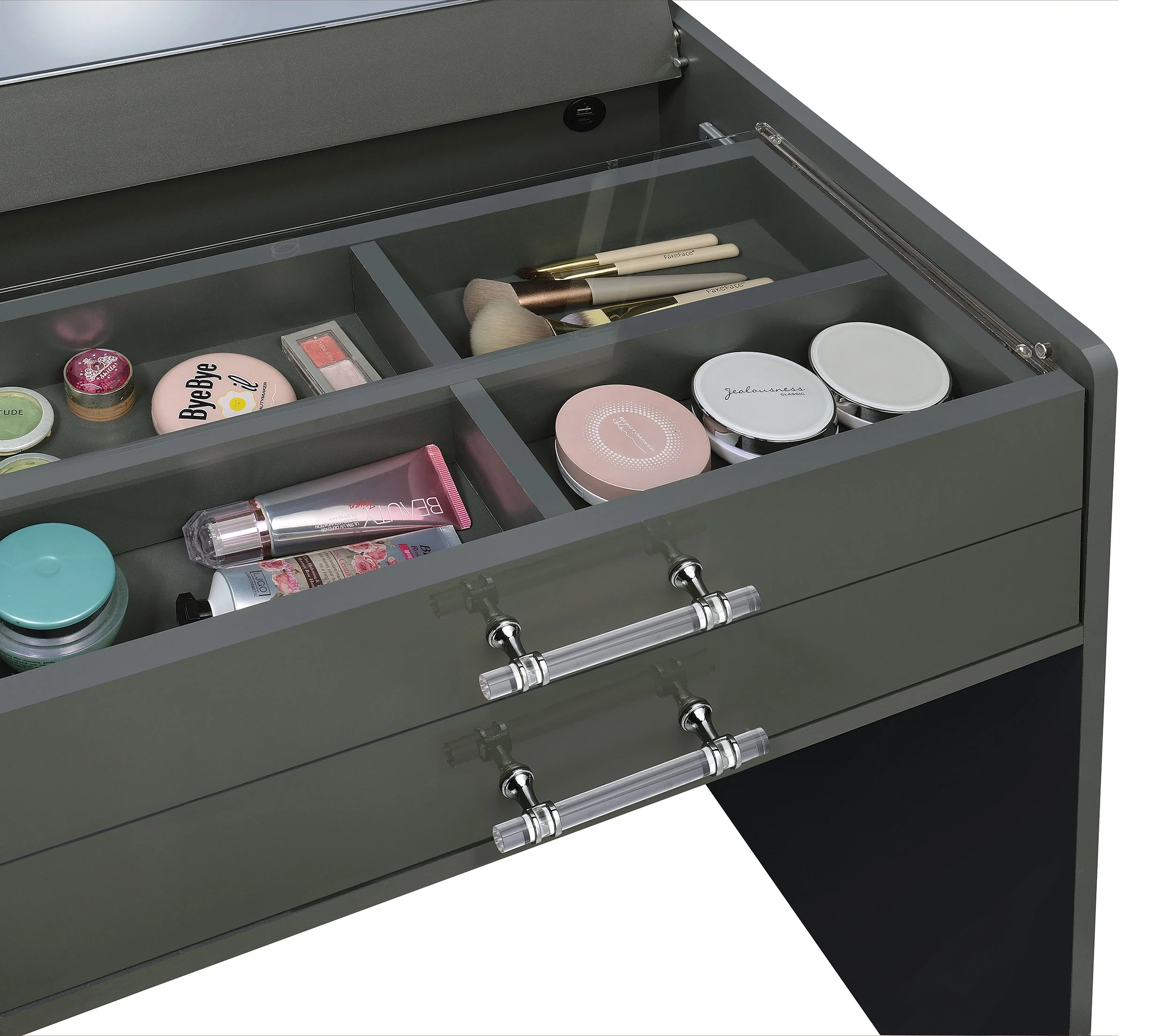 Danbury Makeup Vanity Table with LED Mirror and Stool - Image 58