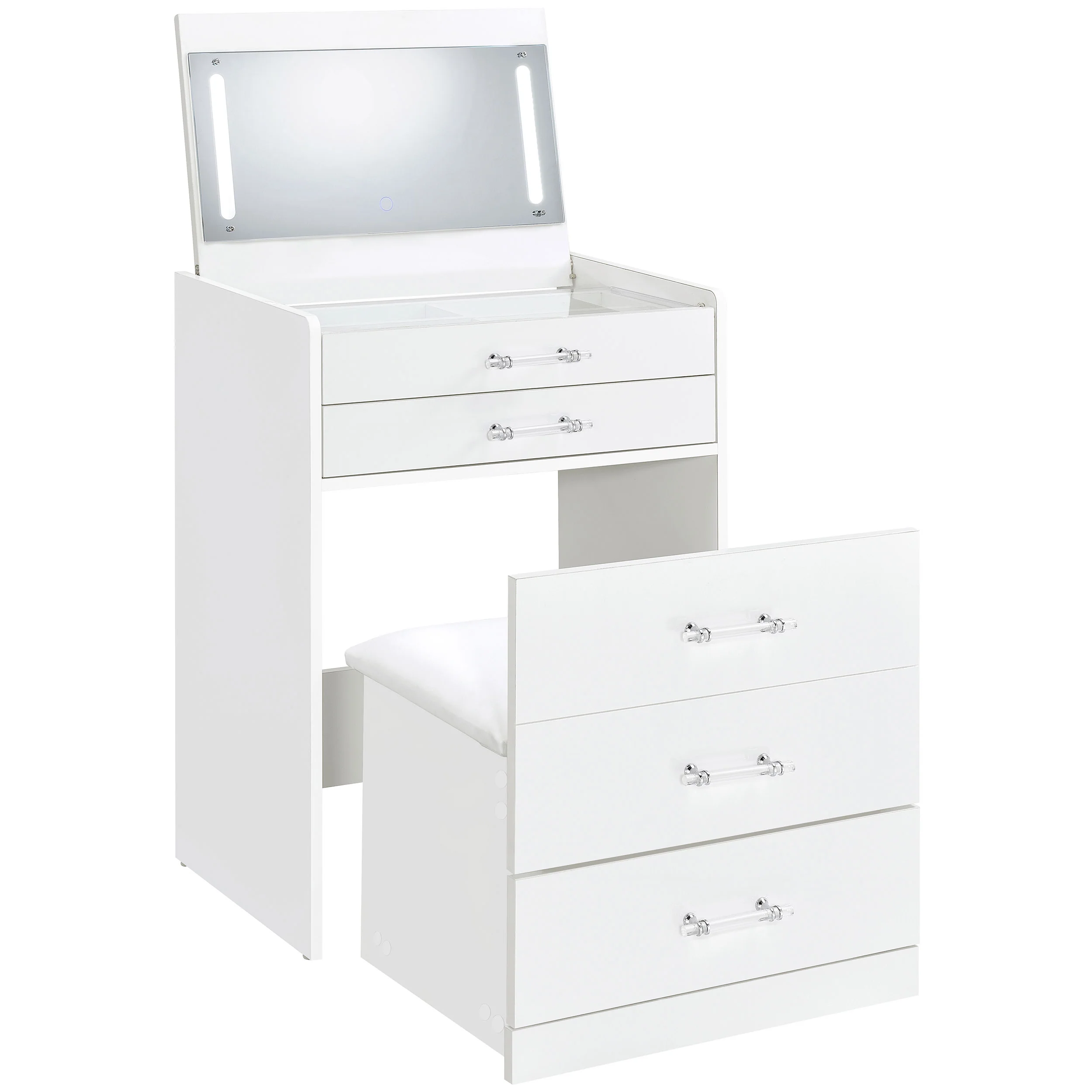 Danbury Makeup Vanity Table with LED Mirror and Stool - Image 6