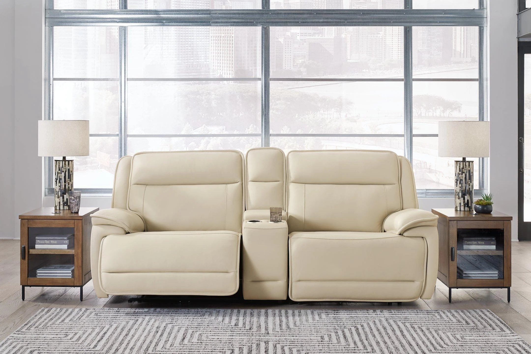 Double Deal Power Reclining Loveseat Sectional with Console - Image 2