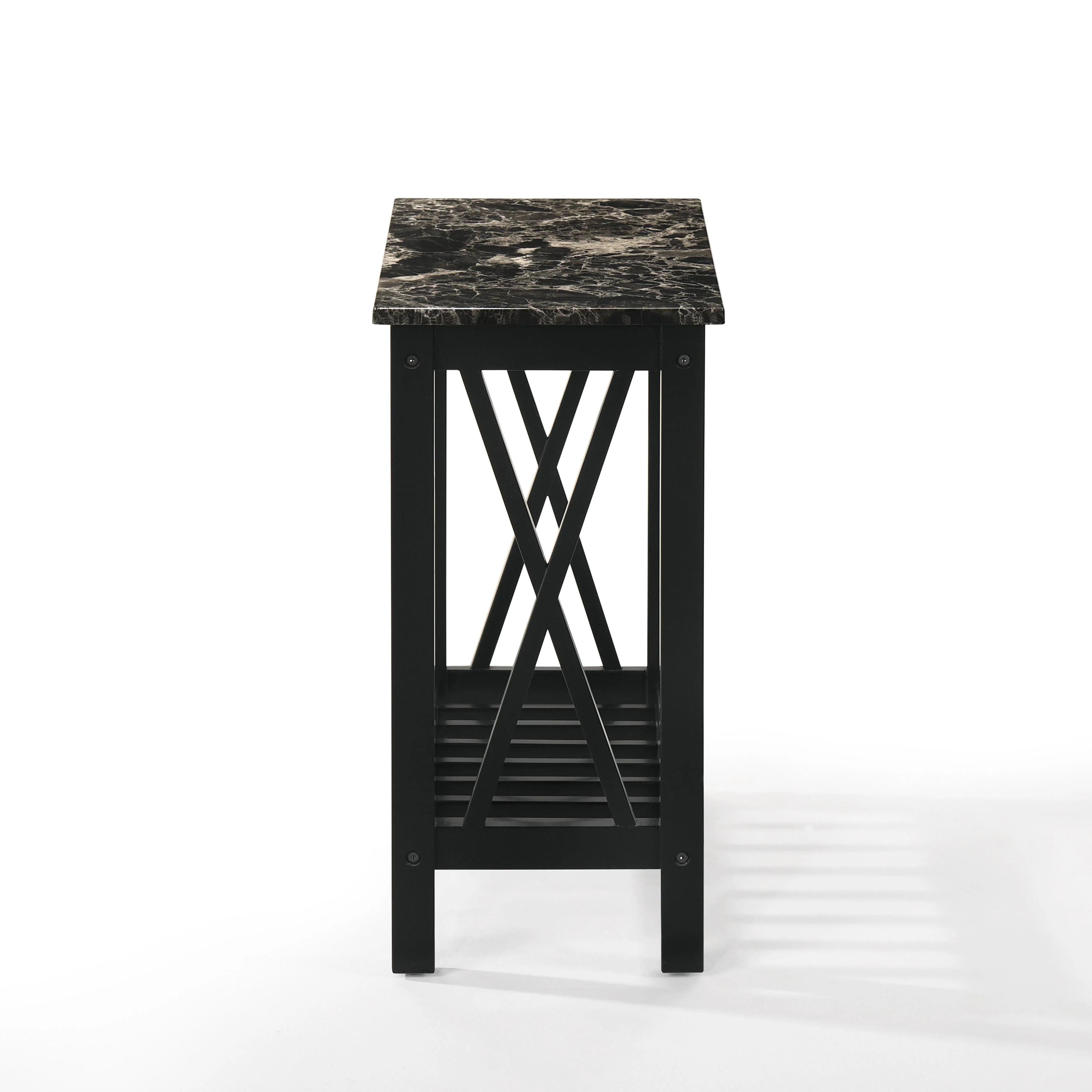 EDEN CHAIRSIDE TABLE-BLACK W/FAUX MARBLE TOP - Image 3