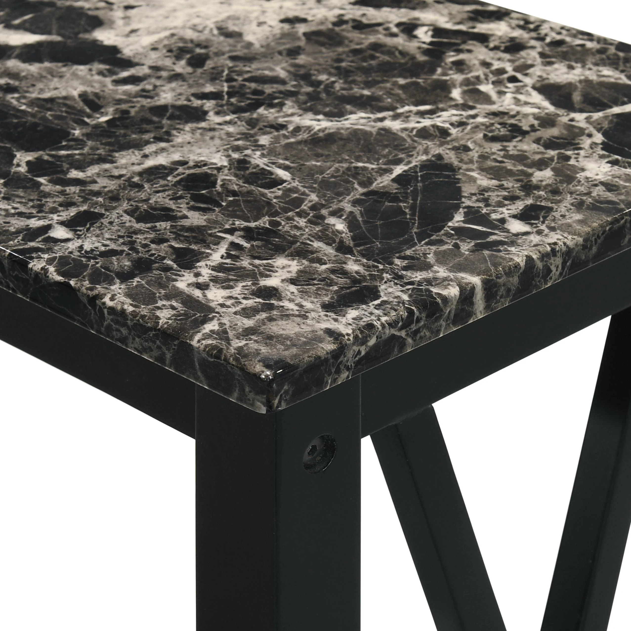 EDEN CHAIRSIDE TABLE-BLACK W/FAUX MARBLE TOP - Image 4
