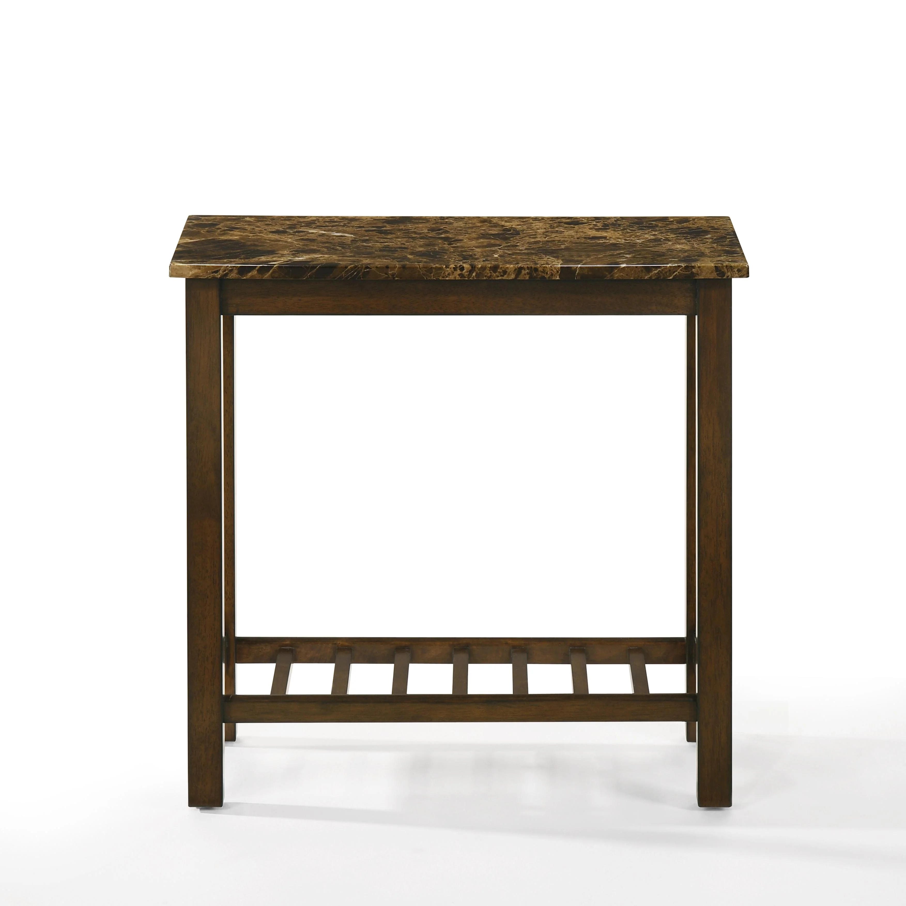 EDEN CHAIRSIDE TABLE-BROWN W/GRAY FAUX MARBLE TOP - Image 3